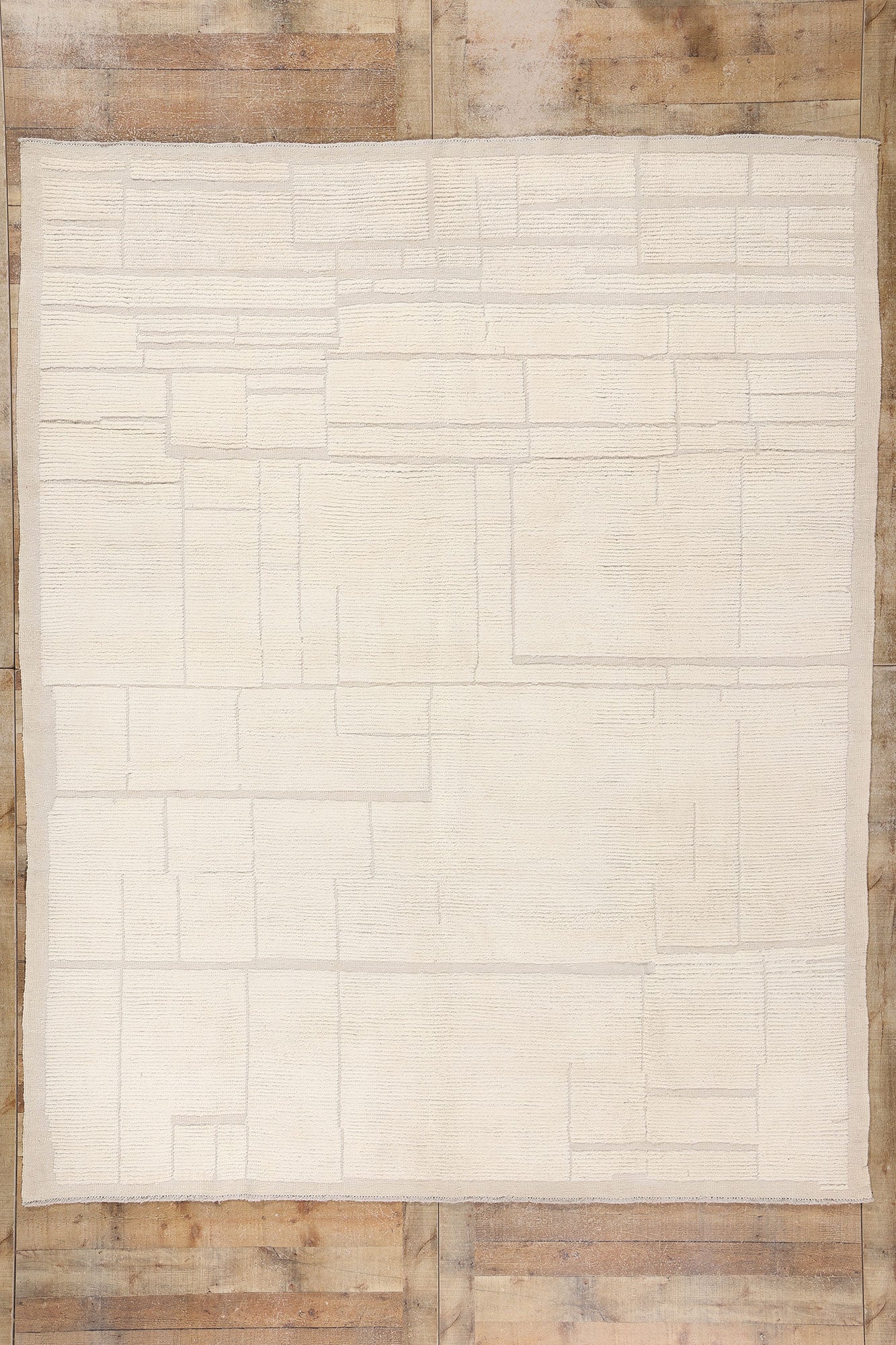 8 x 10 Organic Modern Ivory Moroccan High-Low Rug 81104