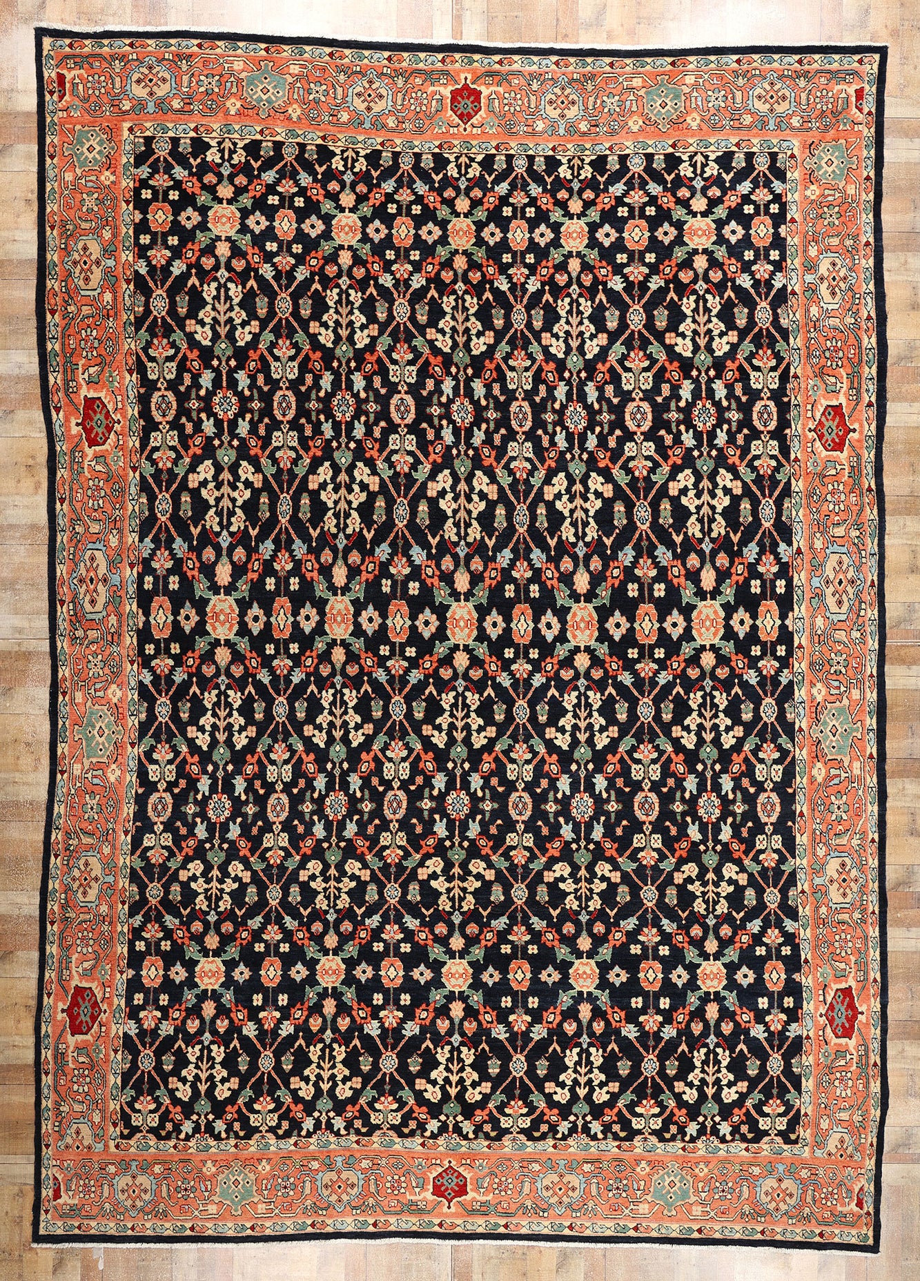 13 x 18 Modern Black Persian Mahal Rug 61293