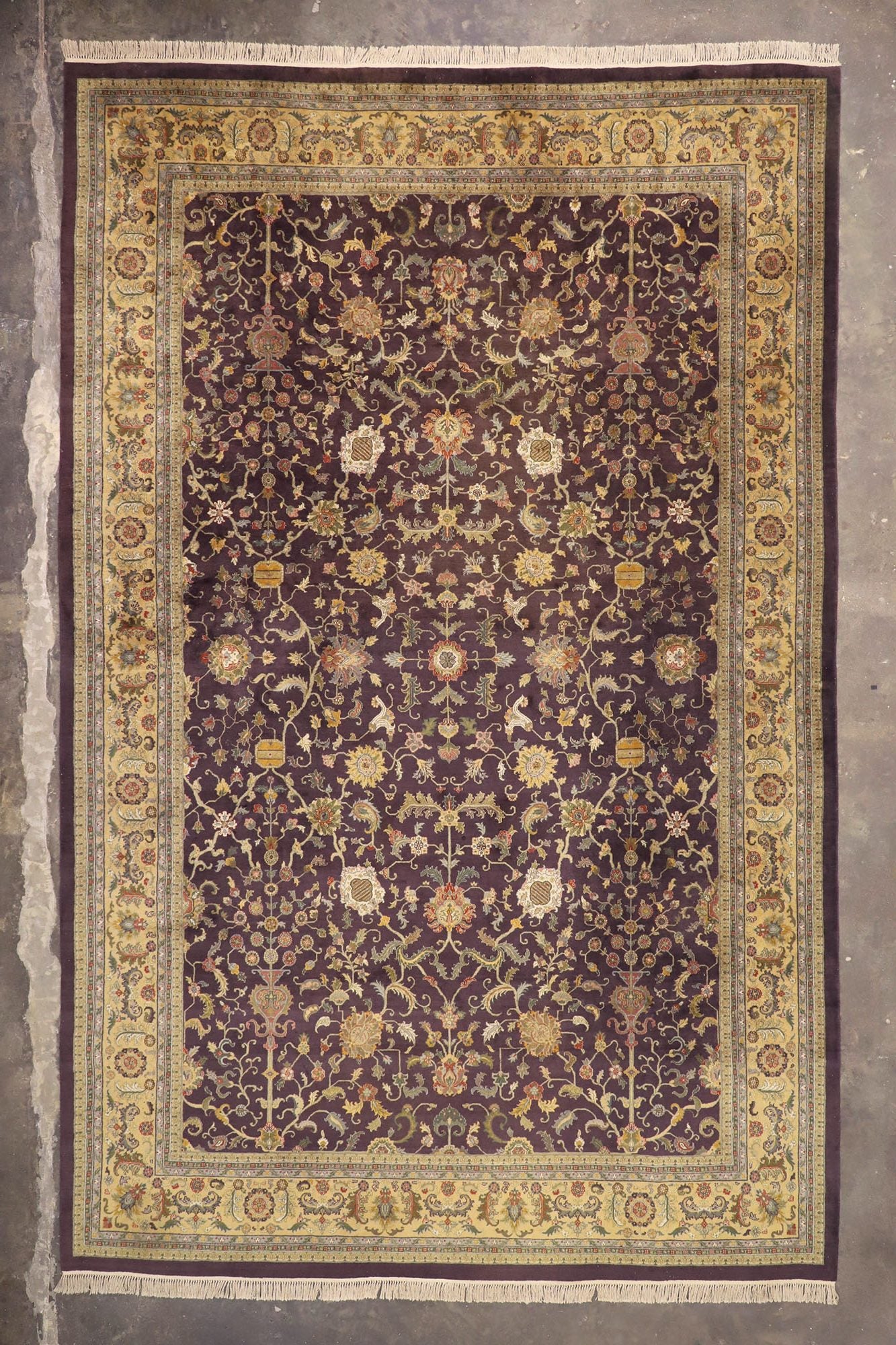11 x 18 Vintage Aubergine Indian Rug 77316