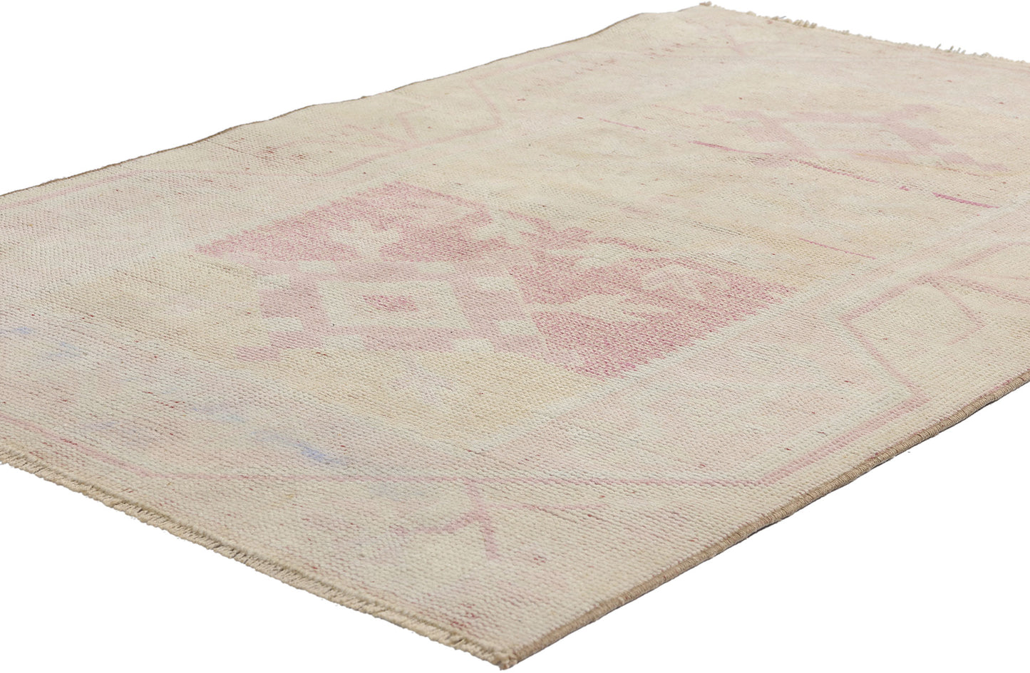 3 x 4 Vintage Pastel Turkish Oushak Rug 53932