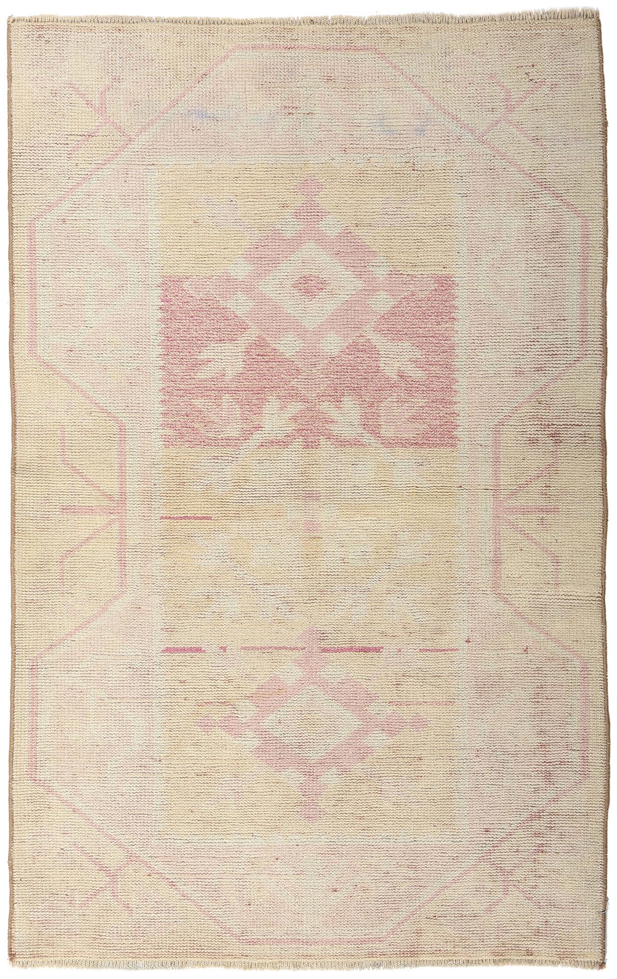 3 x 4 Vintage Pastel Turkish Oushak Rug 53932