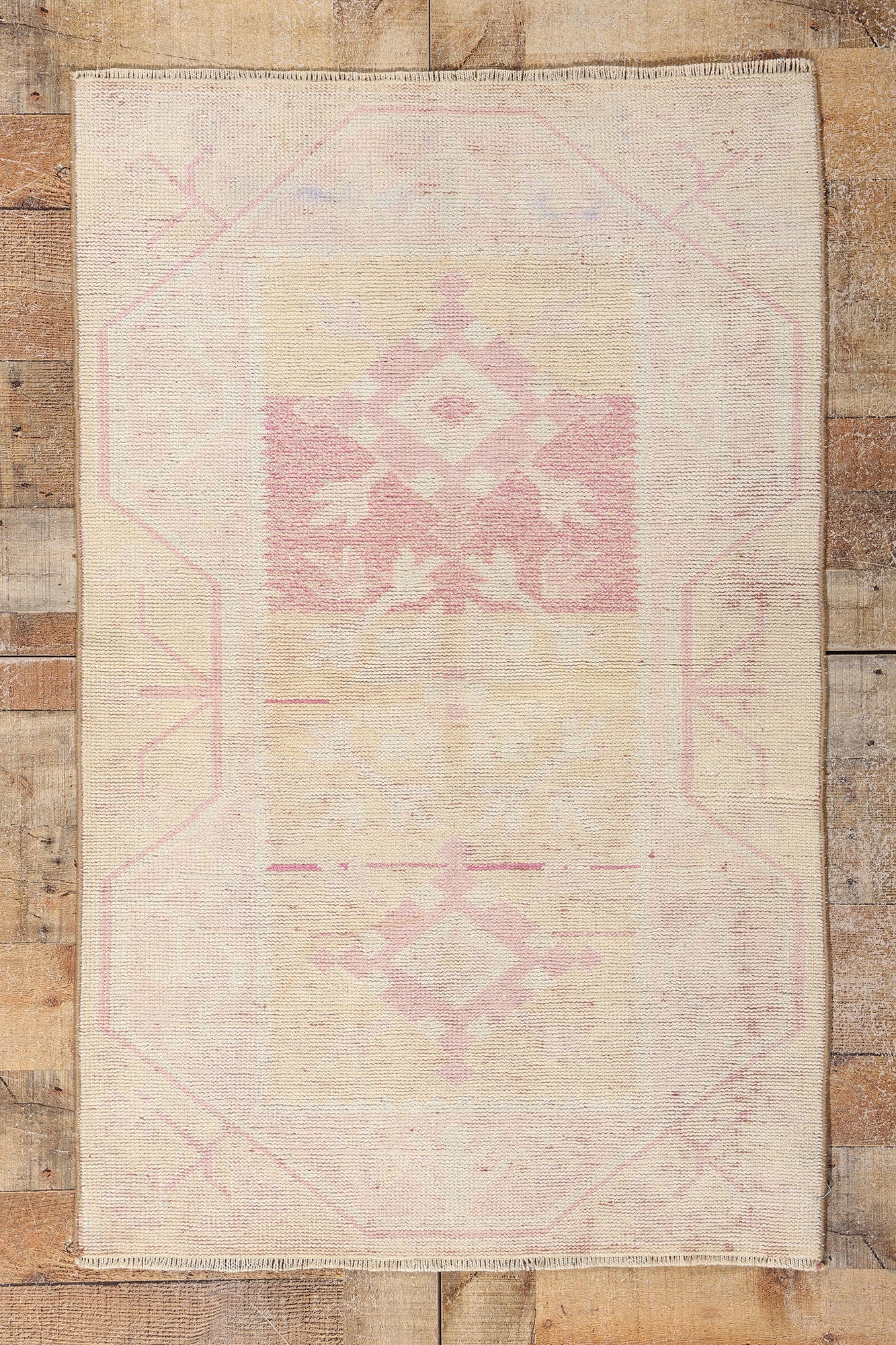 3 x 4 Vintage Pastel Turkish Oushak Rug 53932