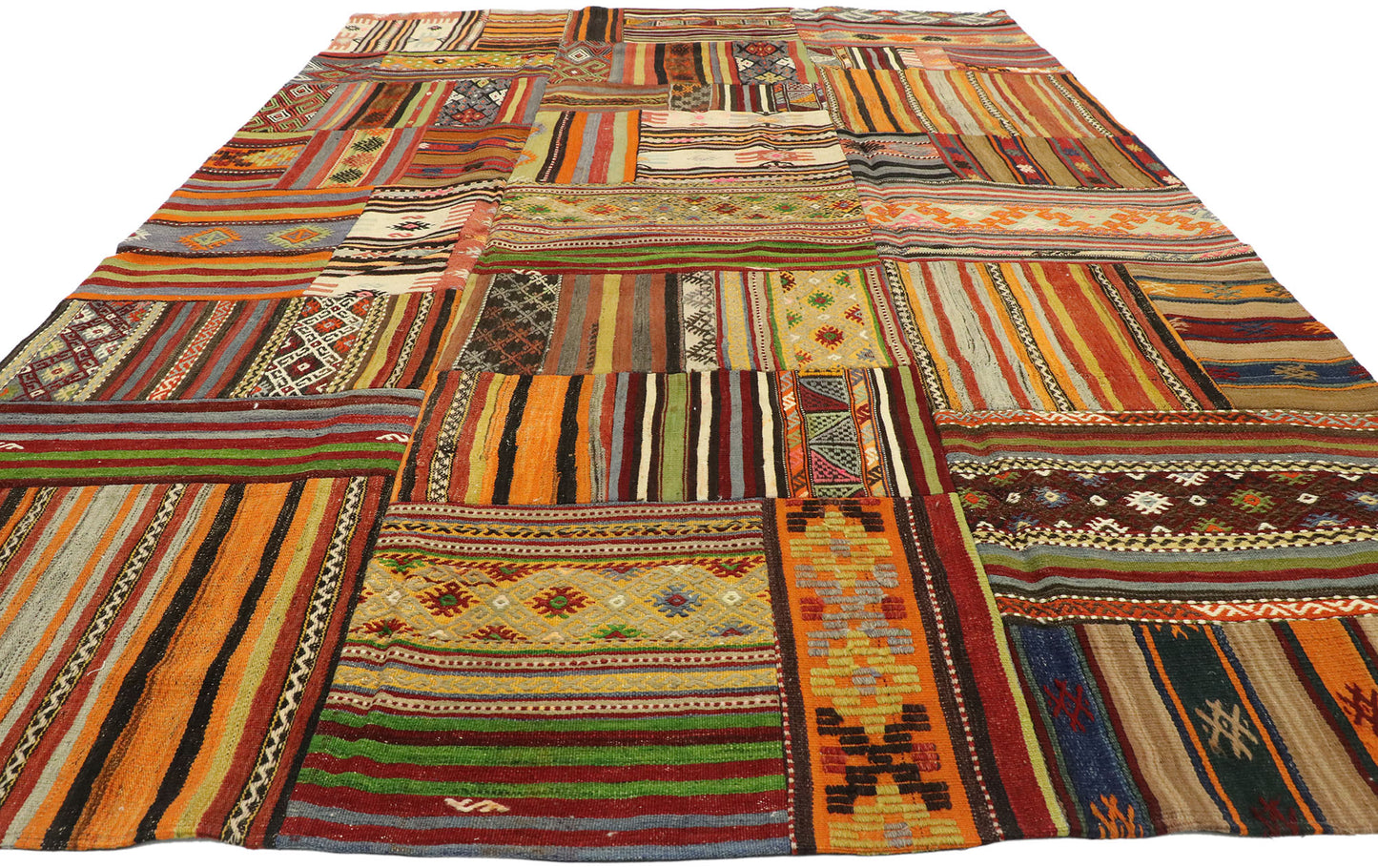 7 x 10 Vintage Patchwork Madras Rug 74242
