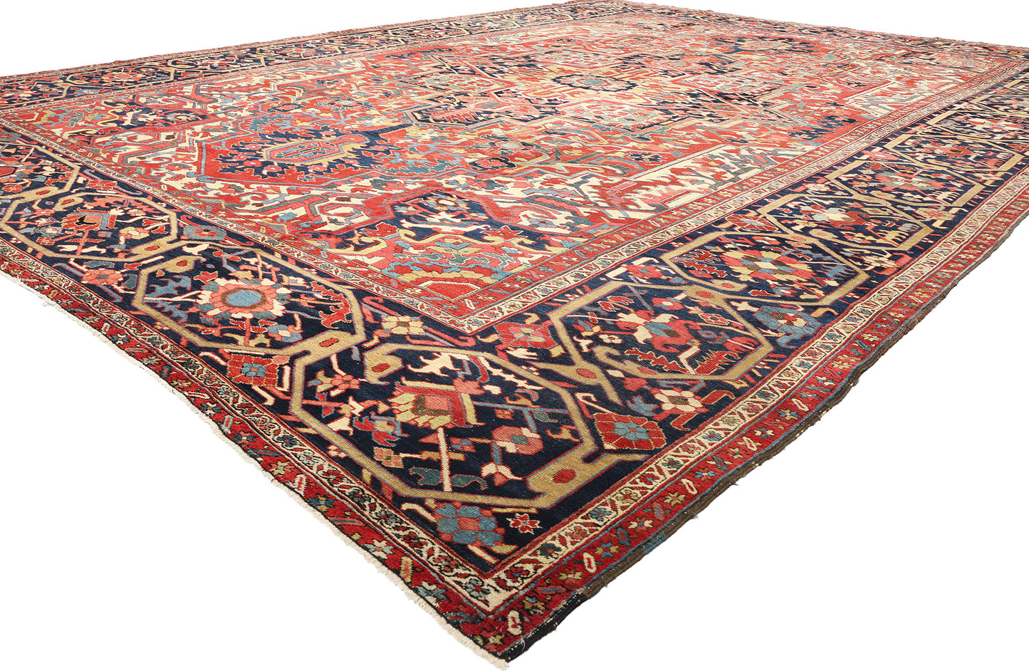 13 x 18 Antique Persian Heriz Rug 78765