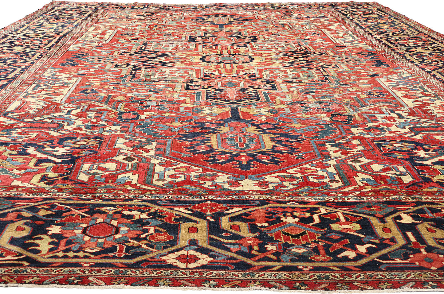 13 x 18 Antique Persian Heriz Rug 78765