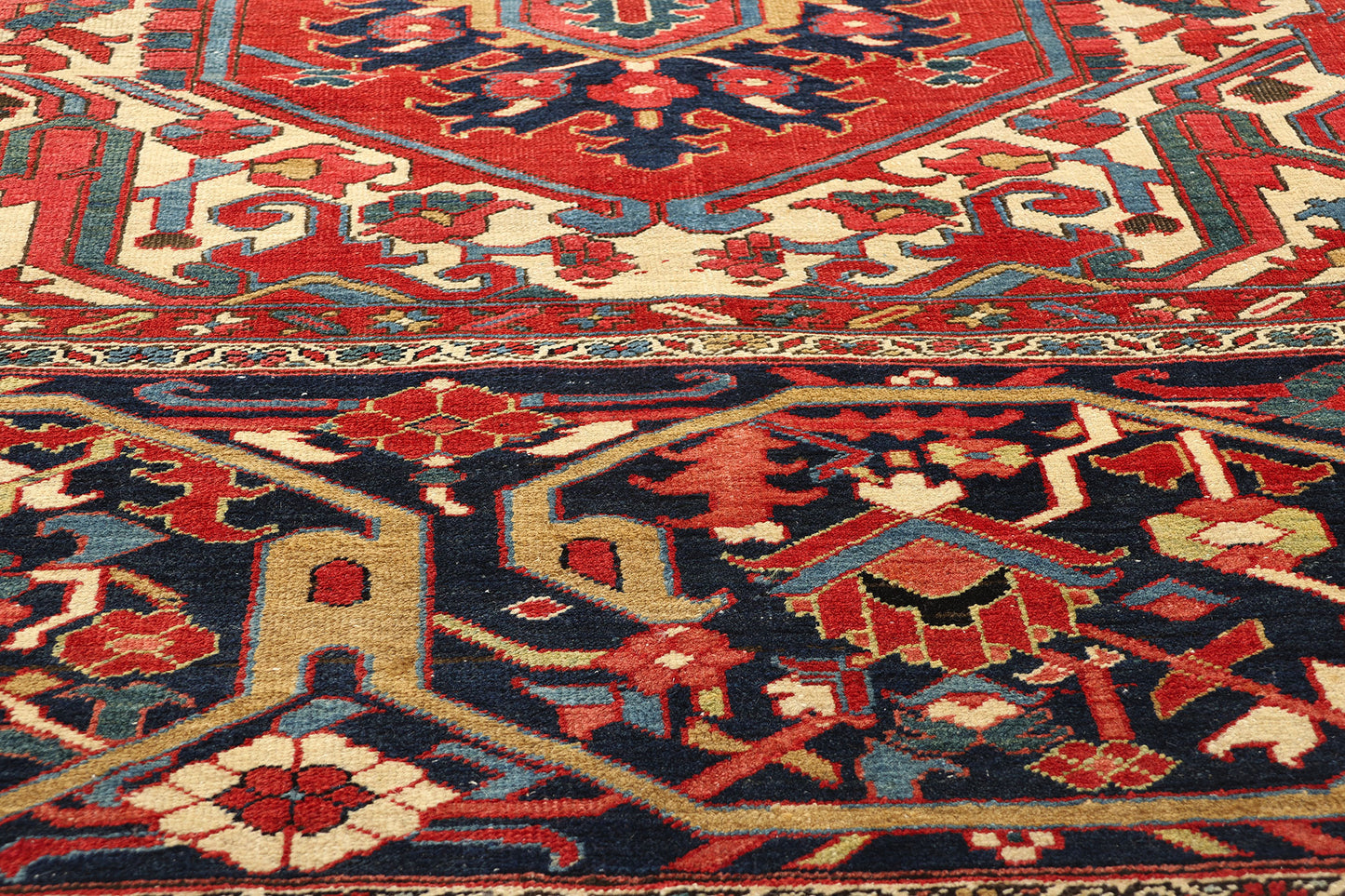 13 x 18 Antique Persian Heriz Rug 78765