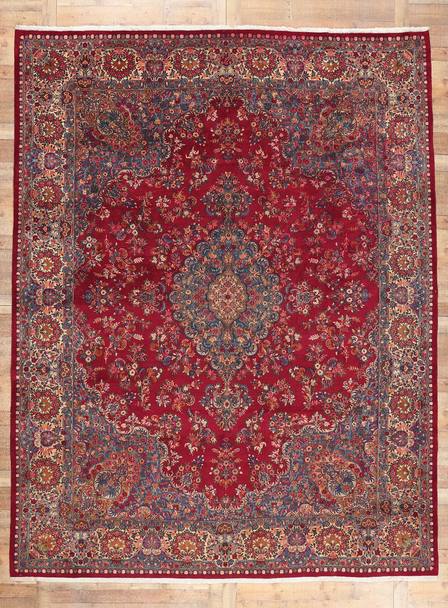 10 x 13 Vintage Persian Kerman Rug 77718
