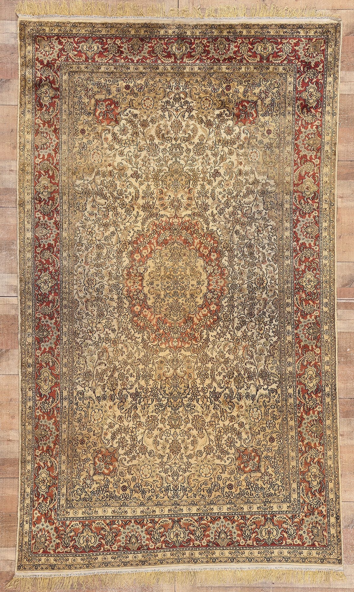 5 x 9 Vintage Persian Silk Qum Rug 78556