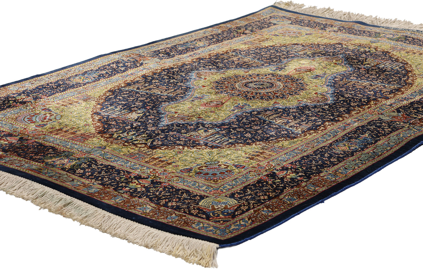 3 x 4 Vintage Persian Jamshidi Silk Qum Rug 78717