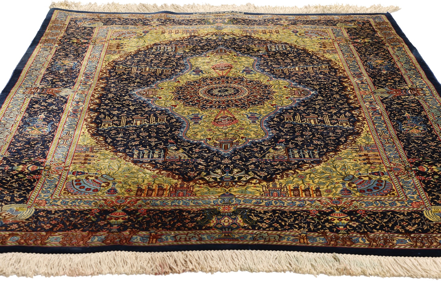 3 x 4 Vintage Persian Jamshidi Silk Qum Rug 78717