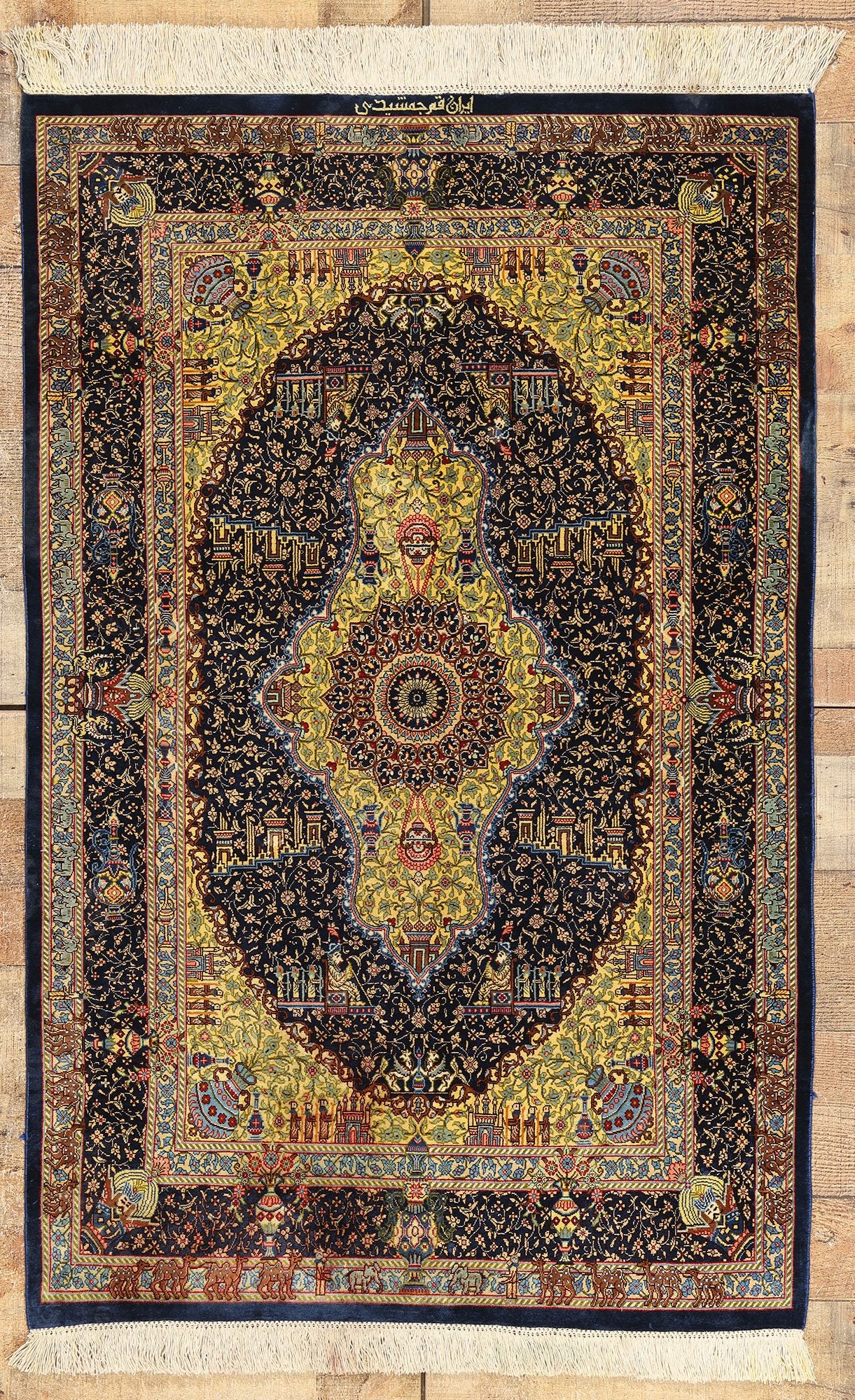 3 x 4 Vintage Persian Jamshidi Silk Qum Rug 78717