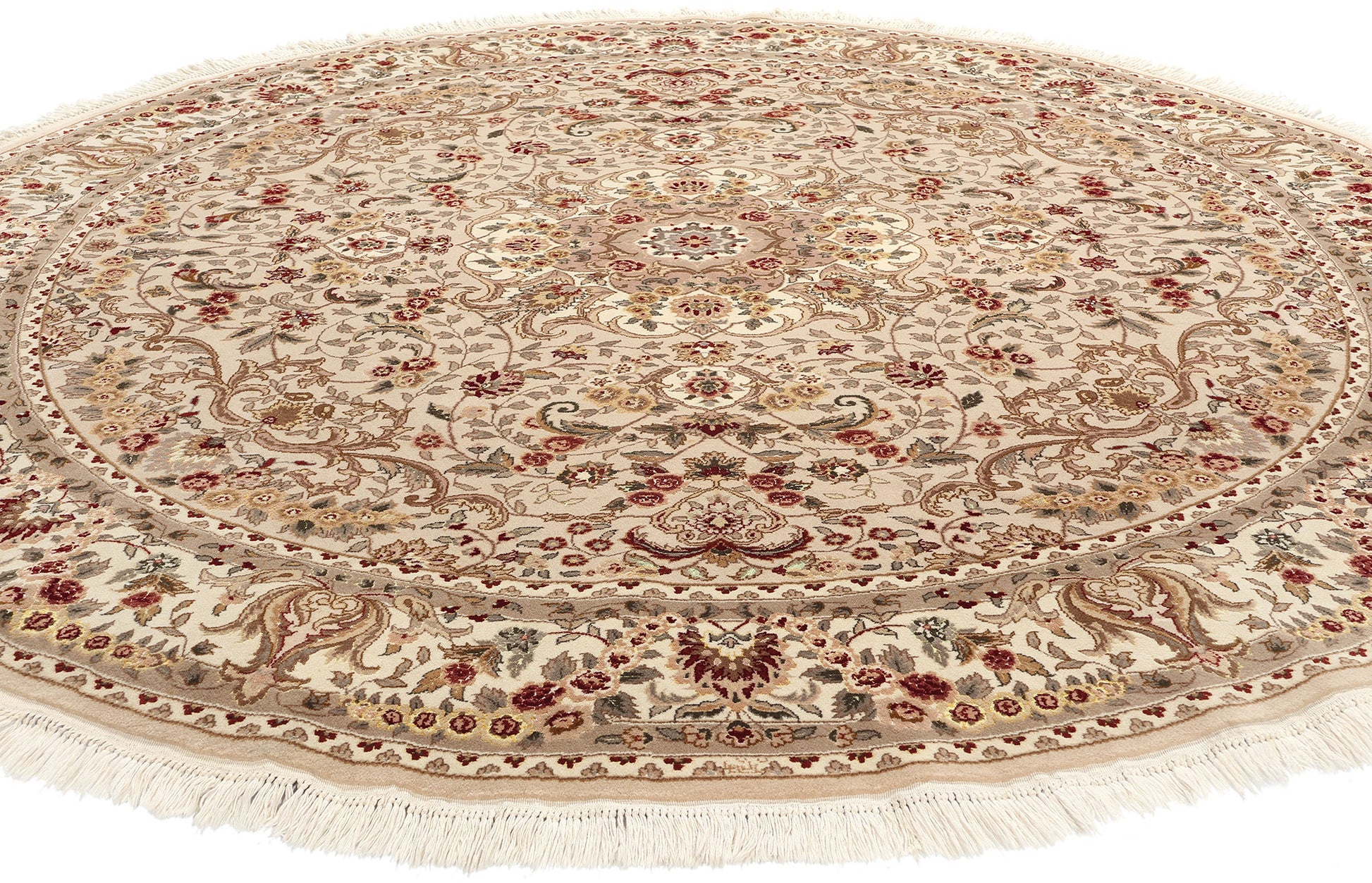 8 x 8 Vintage Chinese Tabriz Round Area Rug 74981