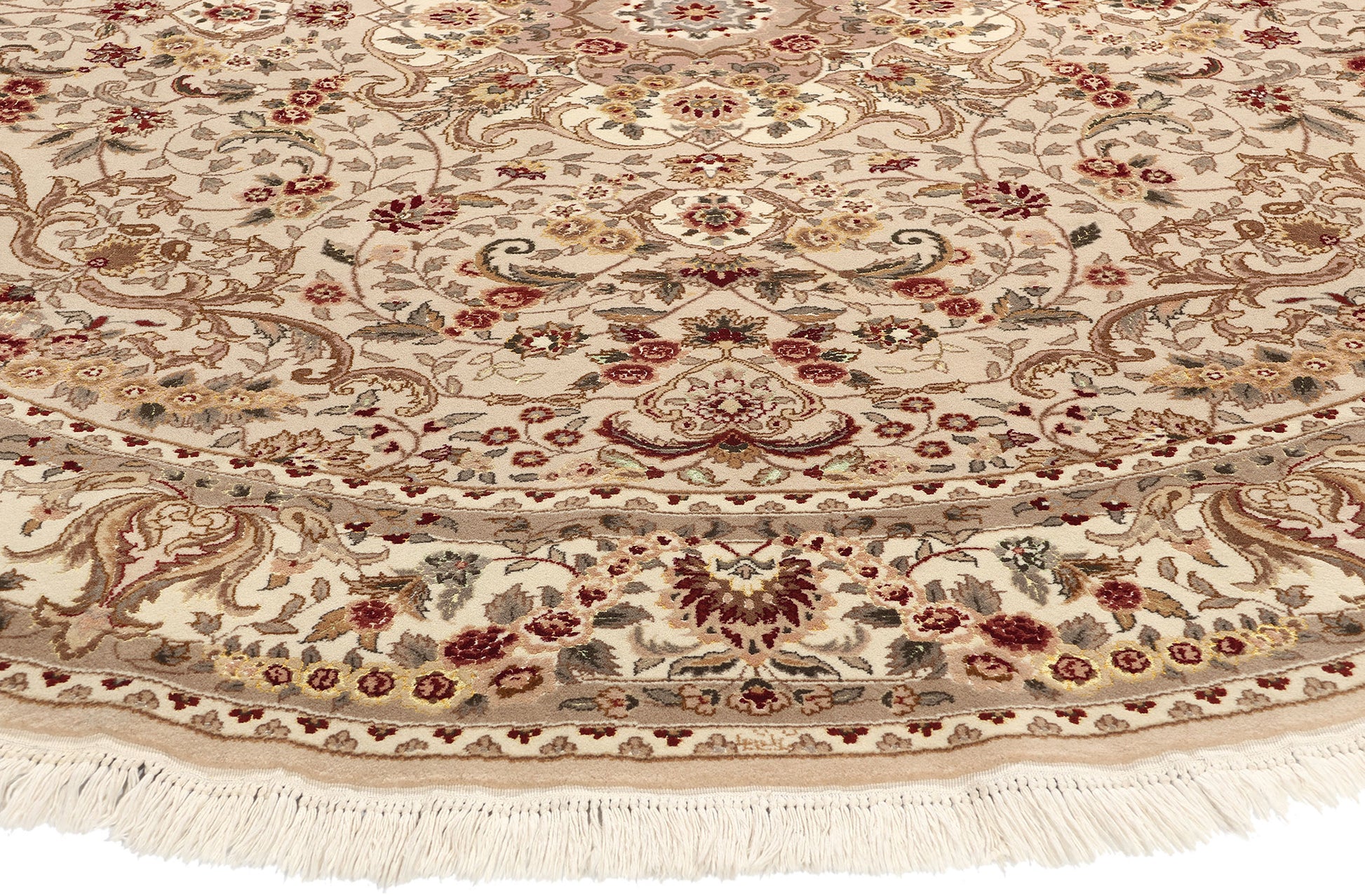 8 x 8 Vintage Chinese Tabriz Round Area Rug 74981