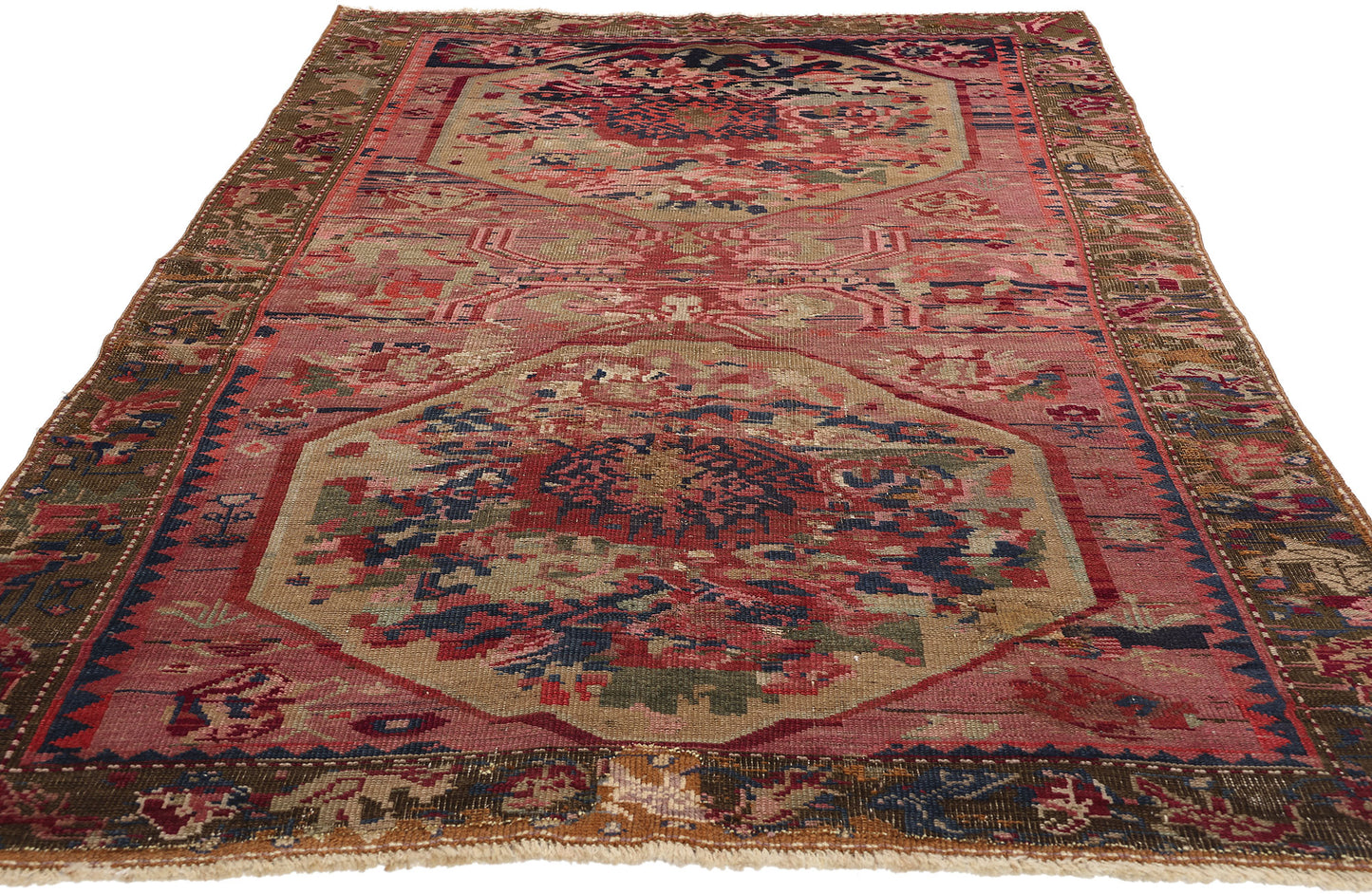 4 x 8 Antique Caucasian Karabagh Rose Rug 61160