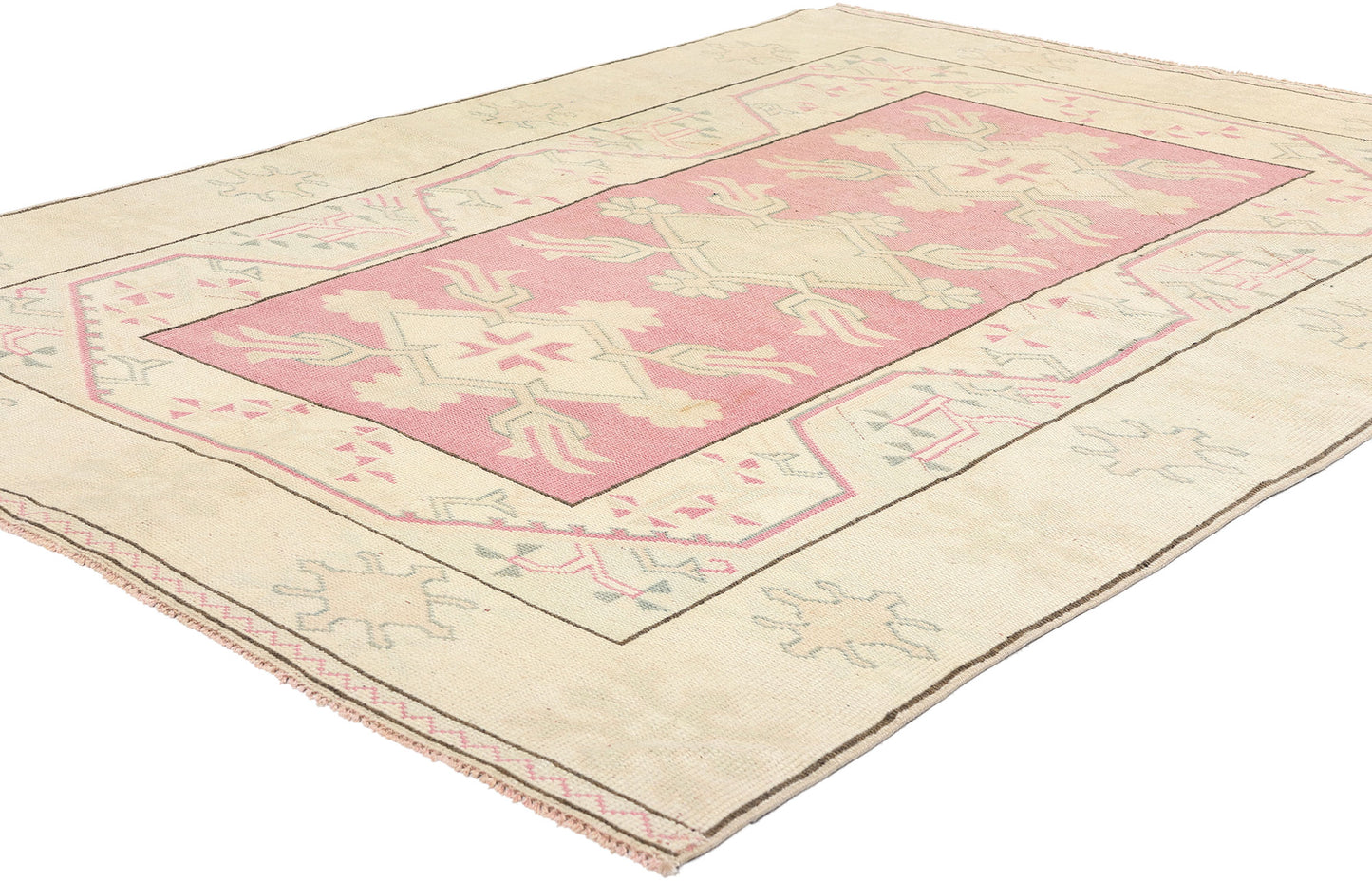 5 x 7 Vintage Pink Turkish Oushak Rug 53934