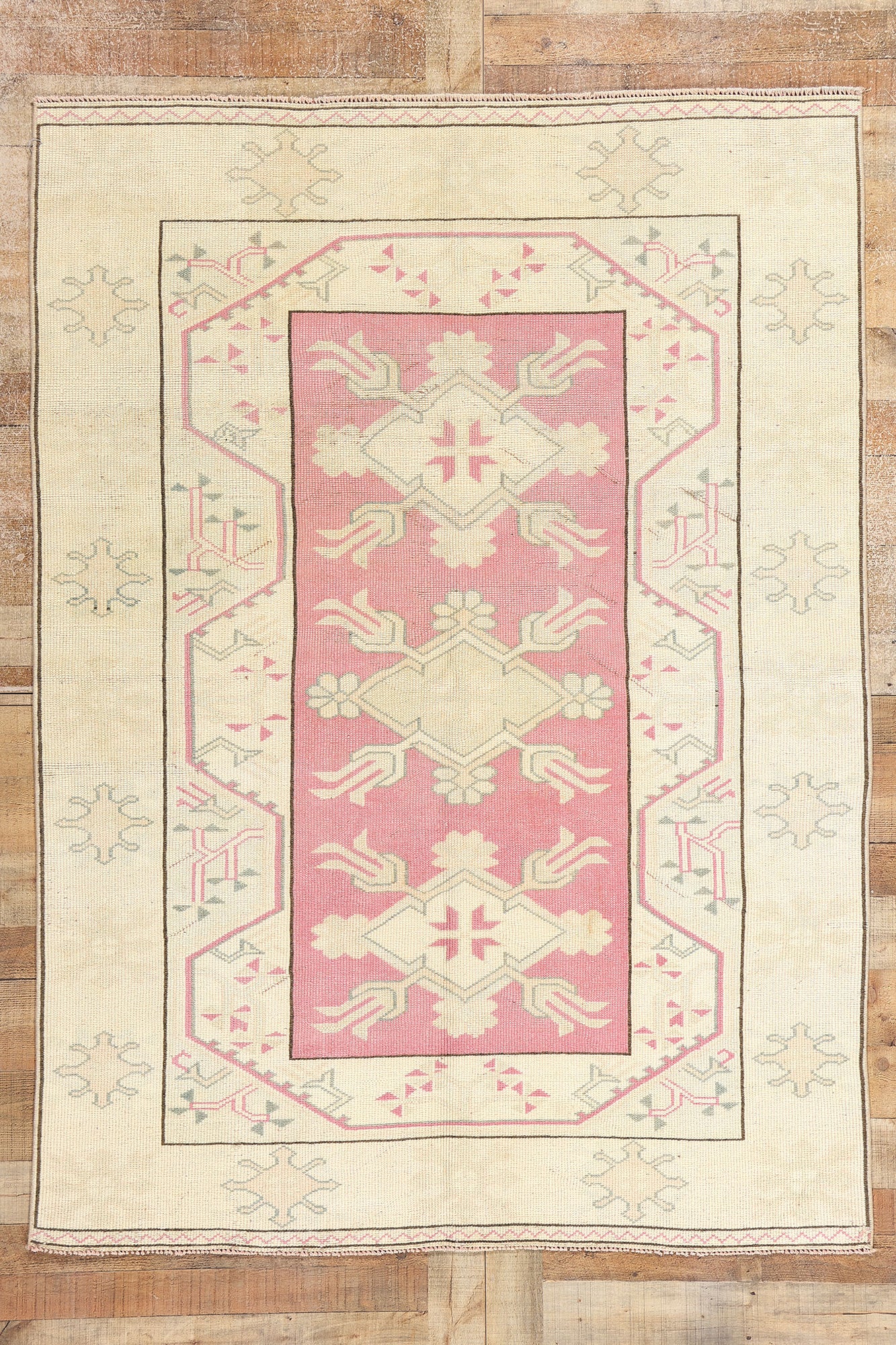 5 x 7 Vintage Pink Turkish Oushak Rug 53934