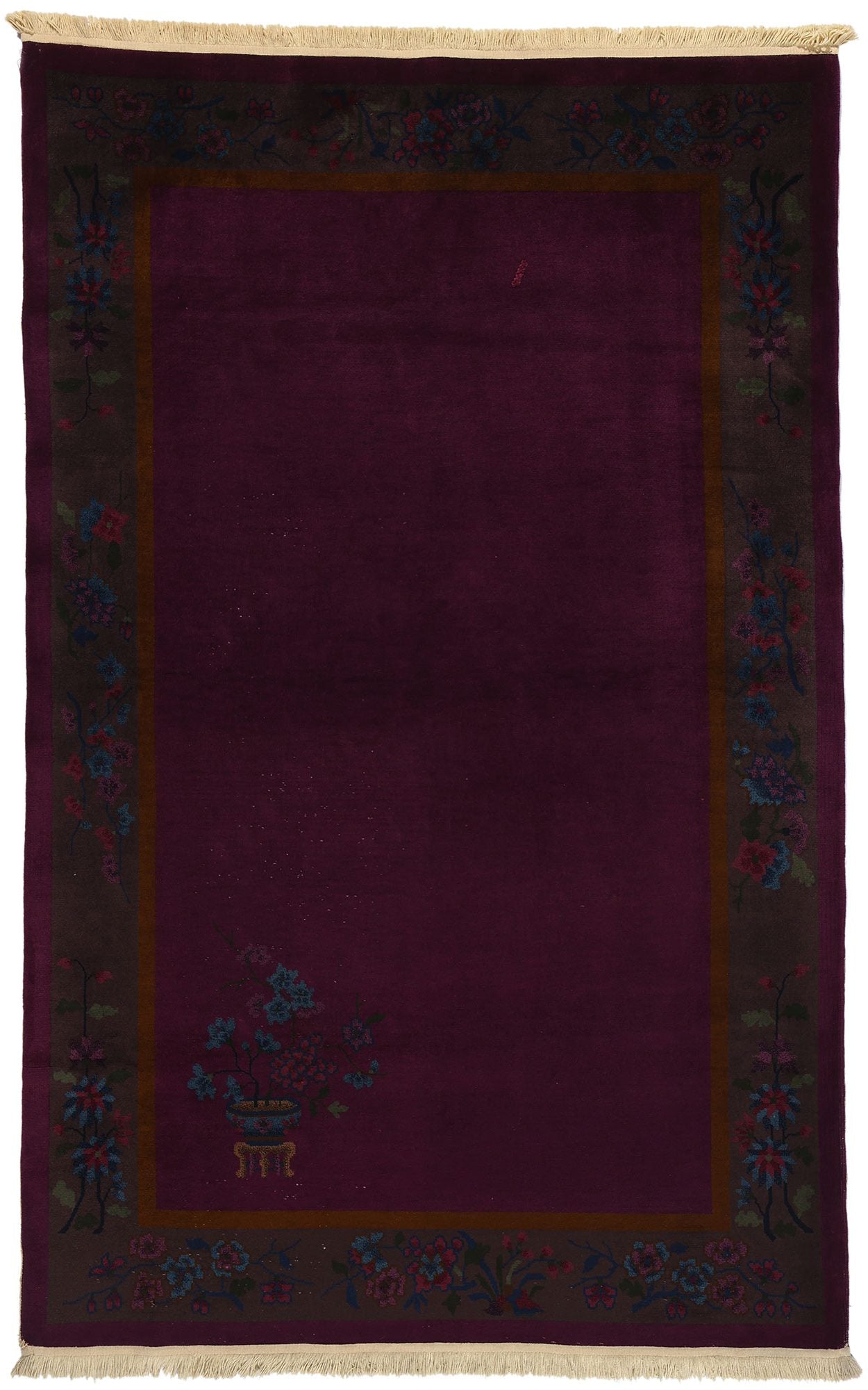 5 x 8 Antique Purple Chinese Art Deco Rug 78725