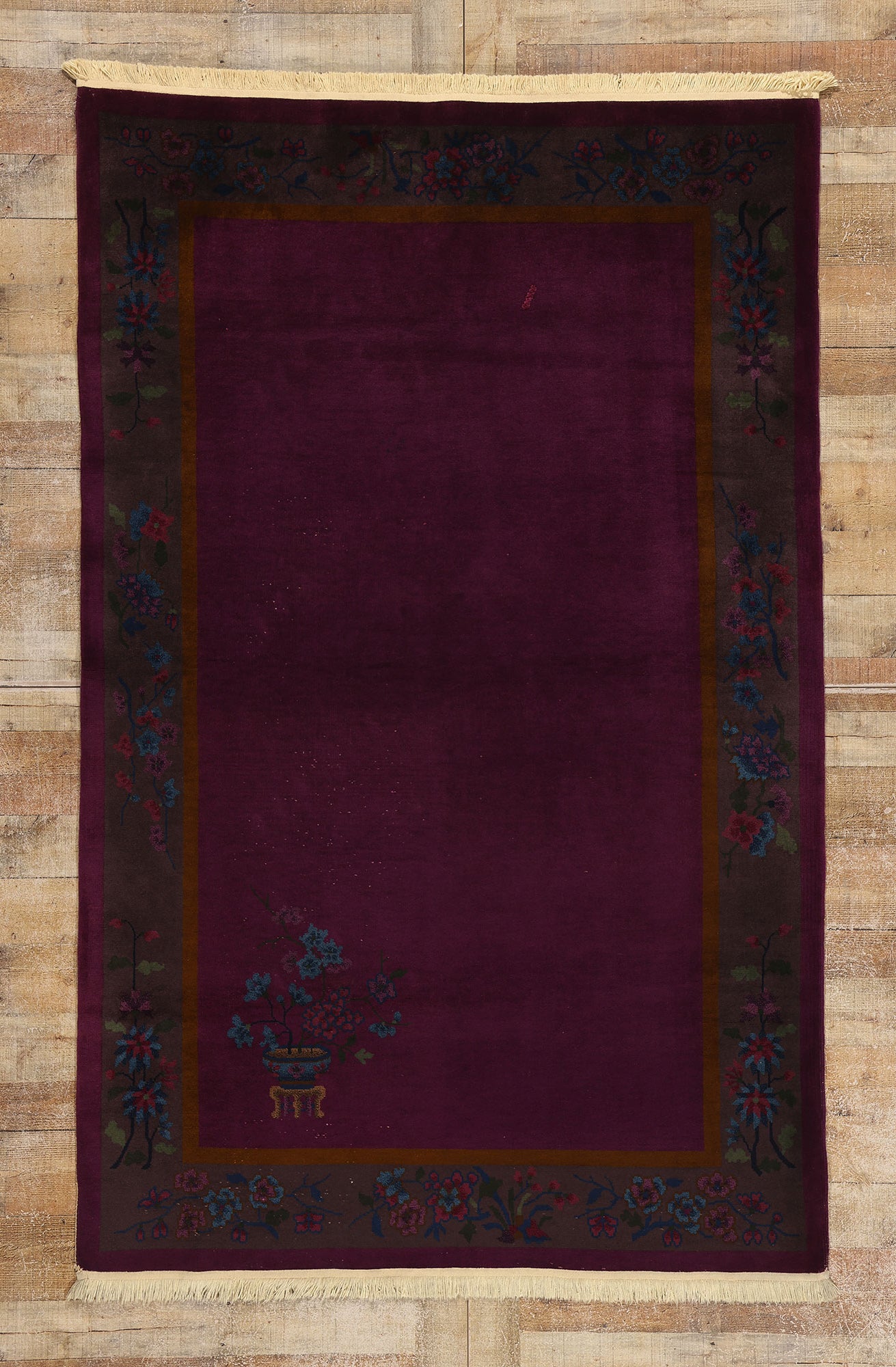 5 x 8 Antique Purple Chinese Art Deco Rug 78725