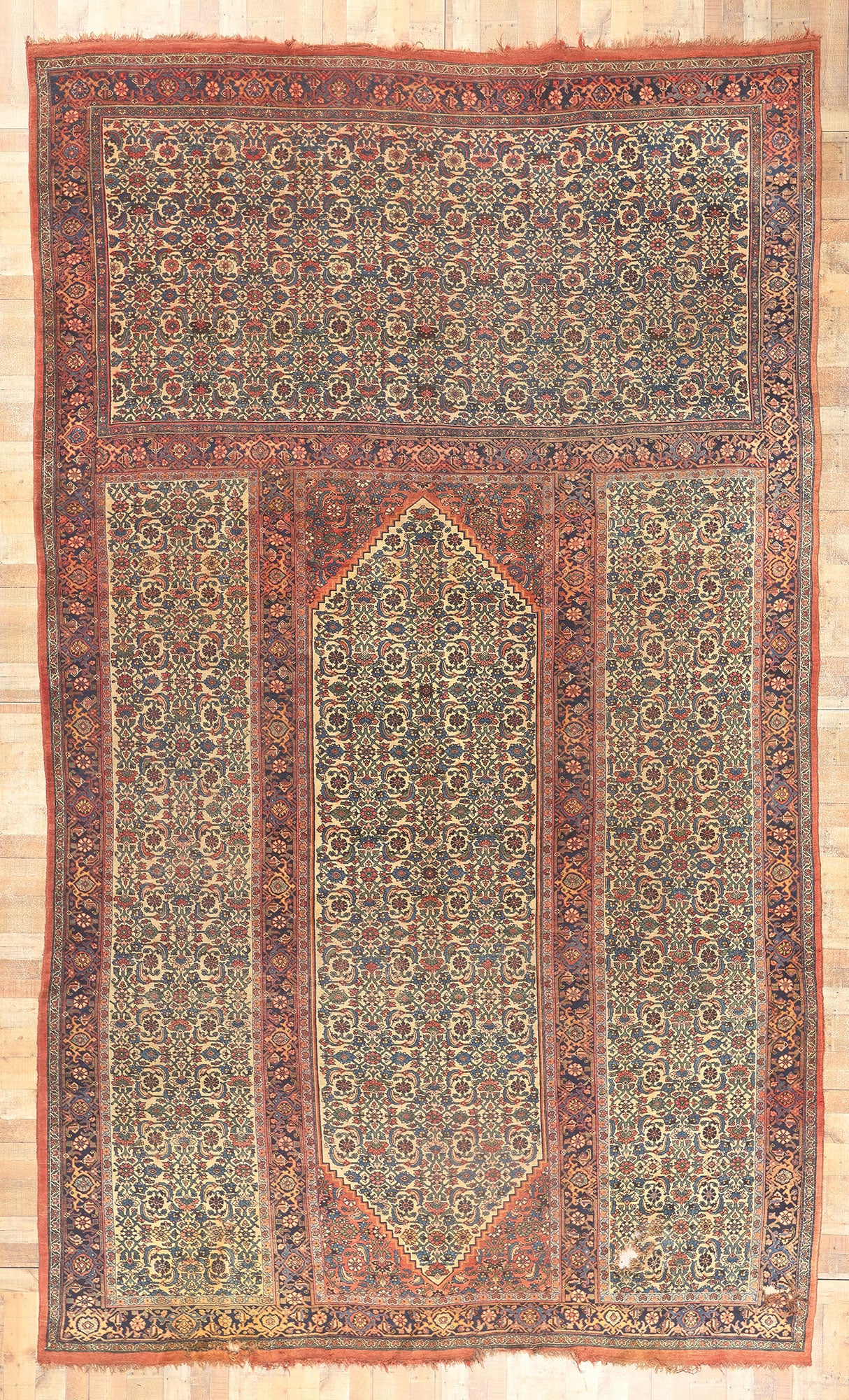 11 x 18 Antique Persian Bijar Triclinium Rug 78659