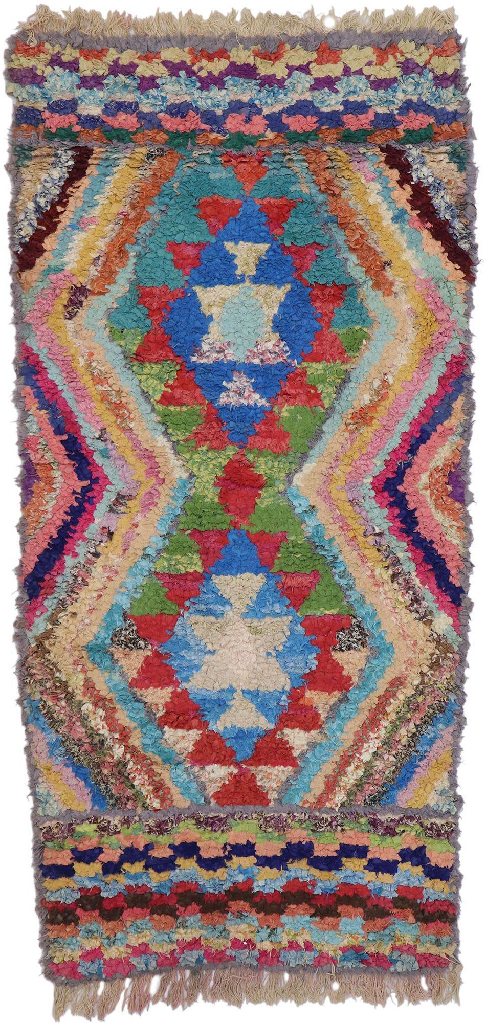 3 x 6 Vintage Boucherouite Moroccan Rug 21583
