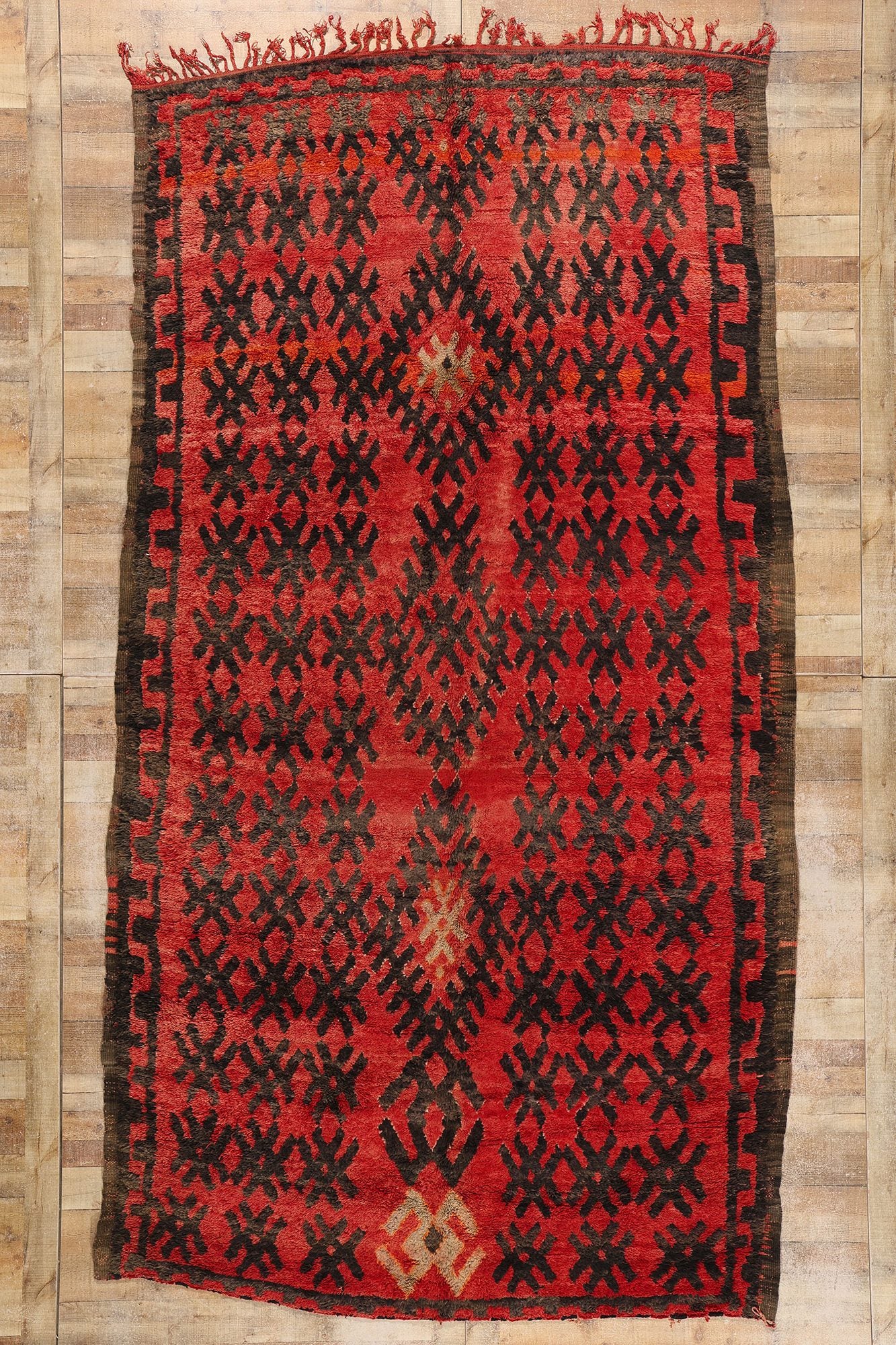 7 x 13 Vintage Red Talsint Moroccan Rug 21468