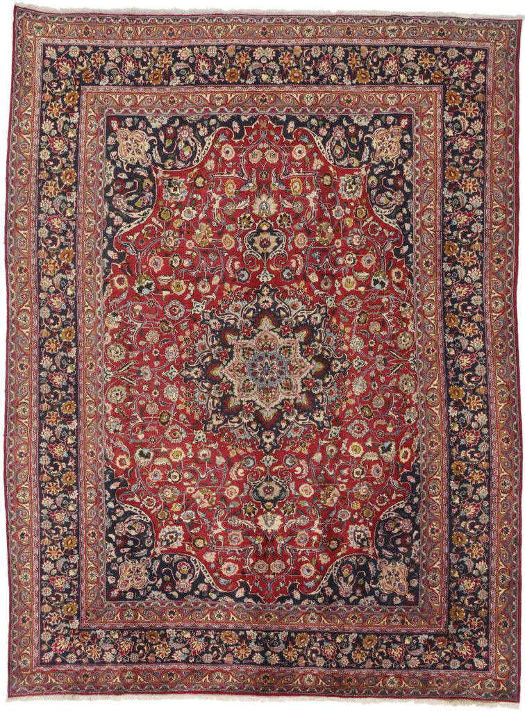 10 x 13 Vintage Red Persian Mashhad Rug 74946