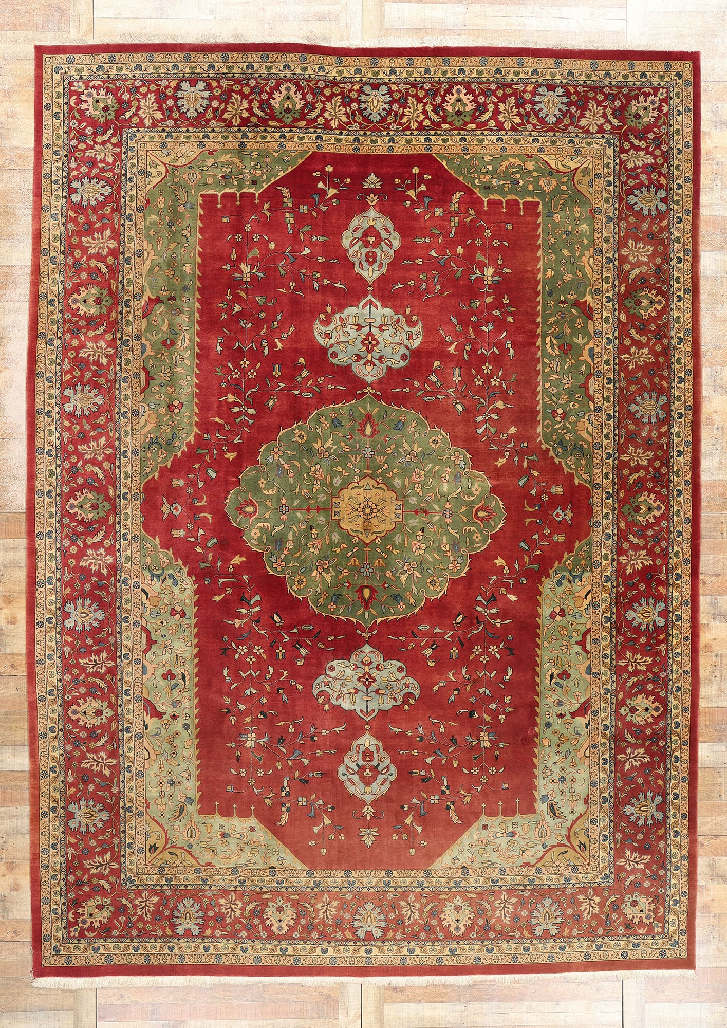 10 x 14 Vintage Indian Agra Rug 78897