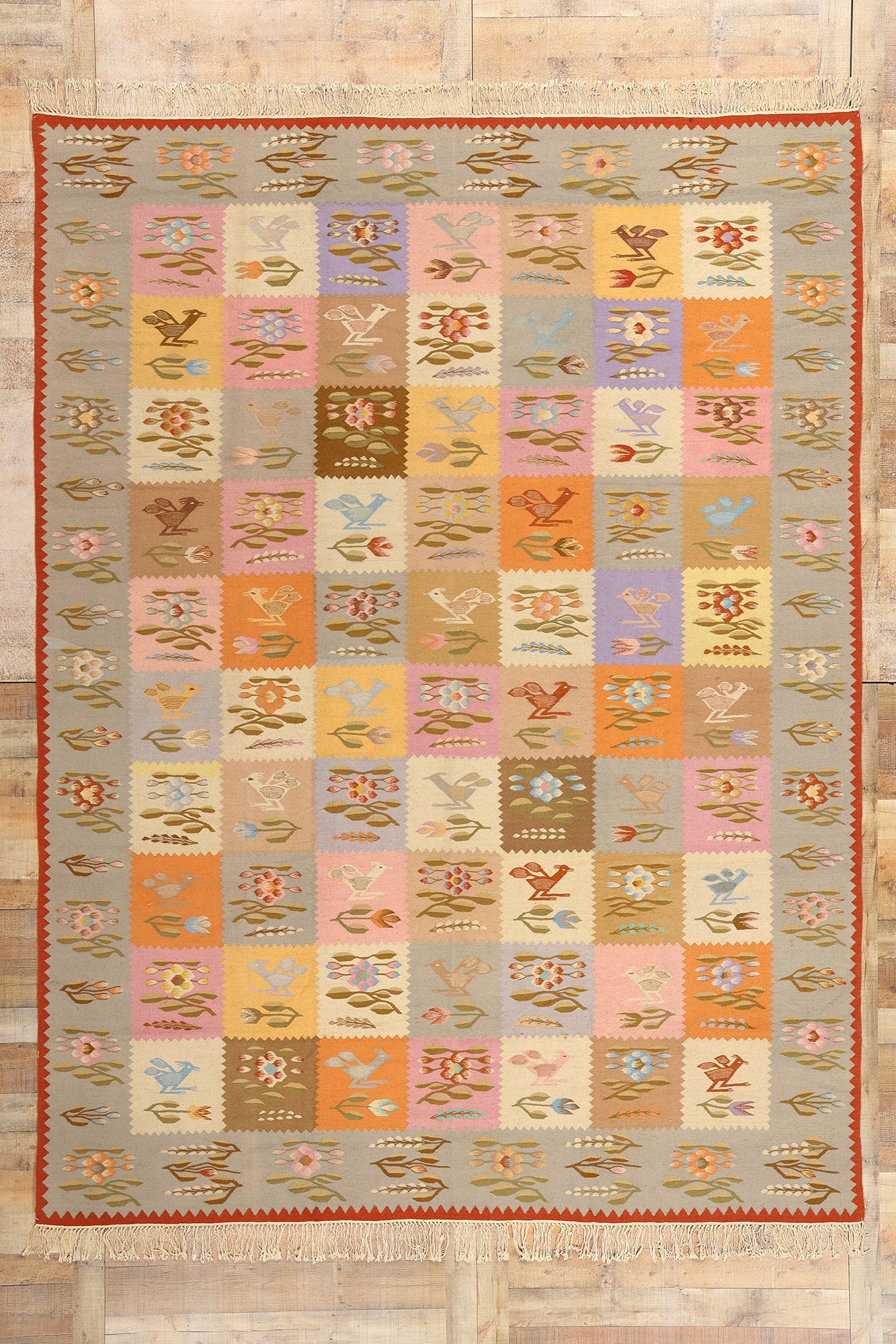 9 x 12 Vintage Oltenian Romanian Kilim Rug 78019