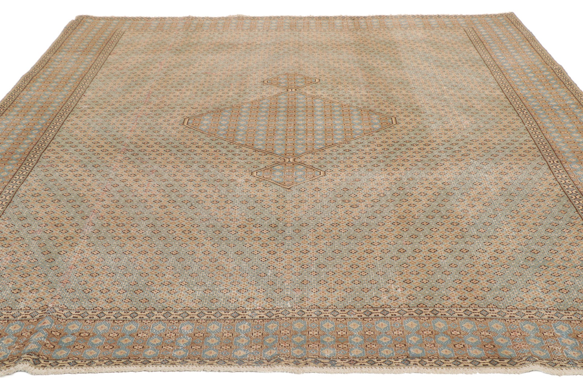 7 x 10 Vintage-Worn Persian Kerman Rug 53759