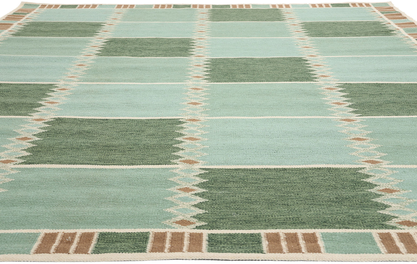 10 x 12 Scandinavian Modern Green Swedish Inspired Kilim Rug 31115