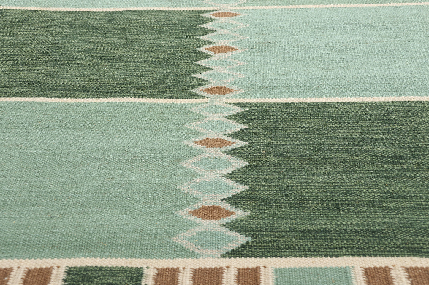 10 x 14 Scandinavian Modern Green Swedish Inspired Kilim Rug 31113