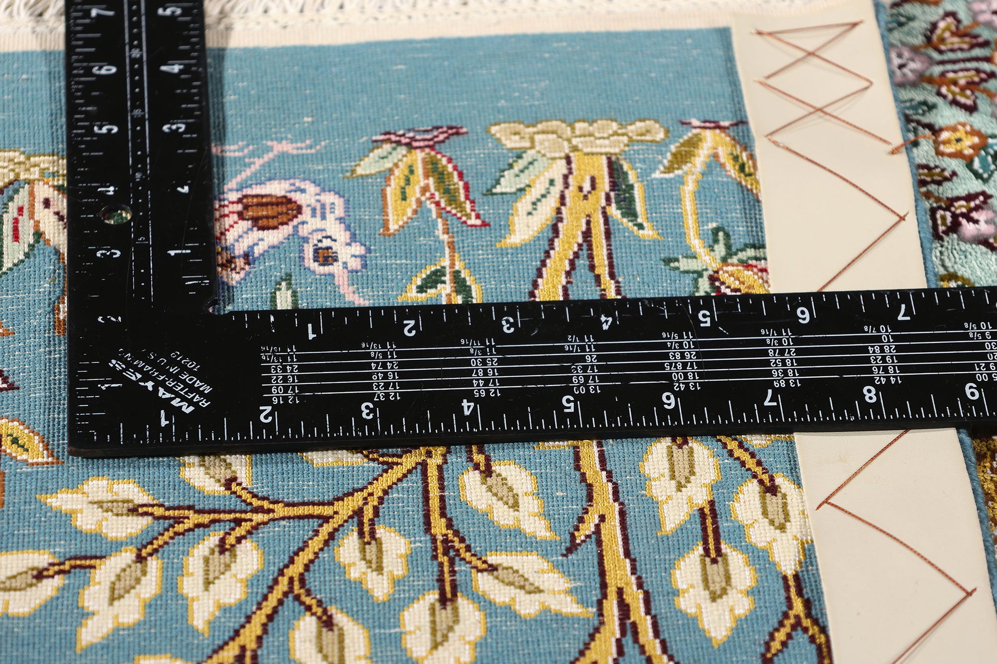 4 x 6 Signed Blue Persian Tabriz Tree of Life Rug 78775