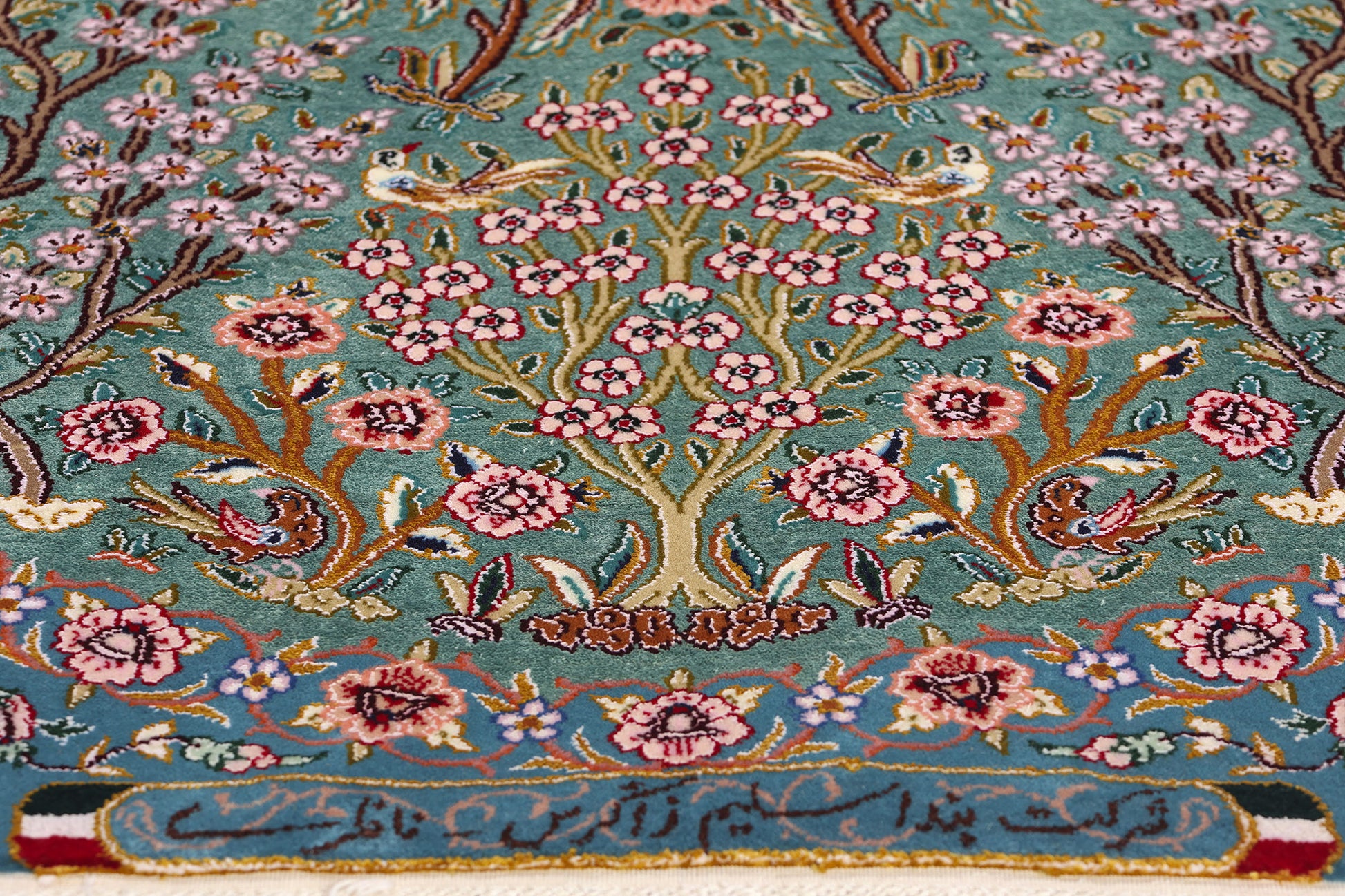 4 x 6 Signed Blue Persian Tabriz Tree of Life Rug 78775