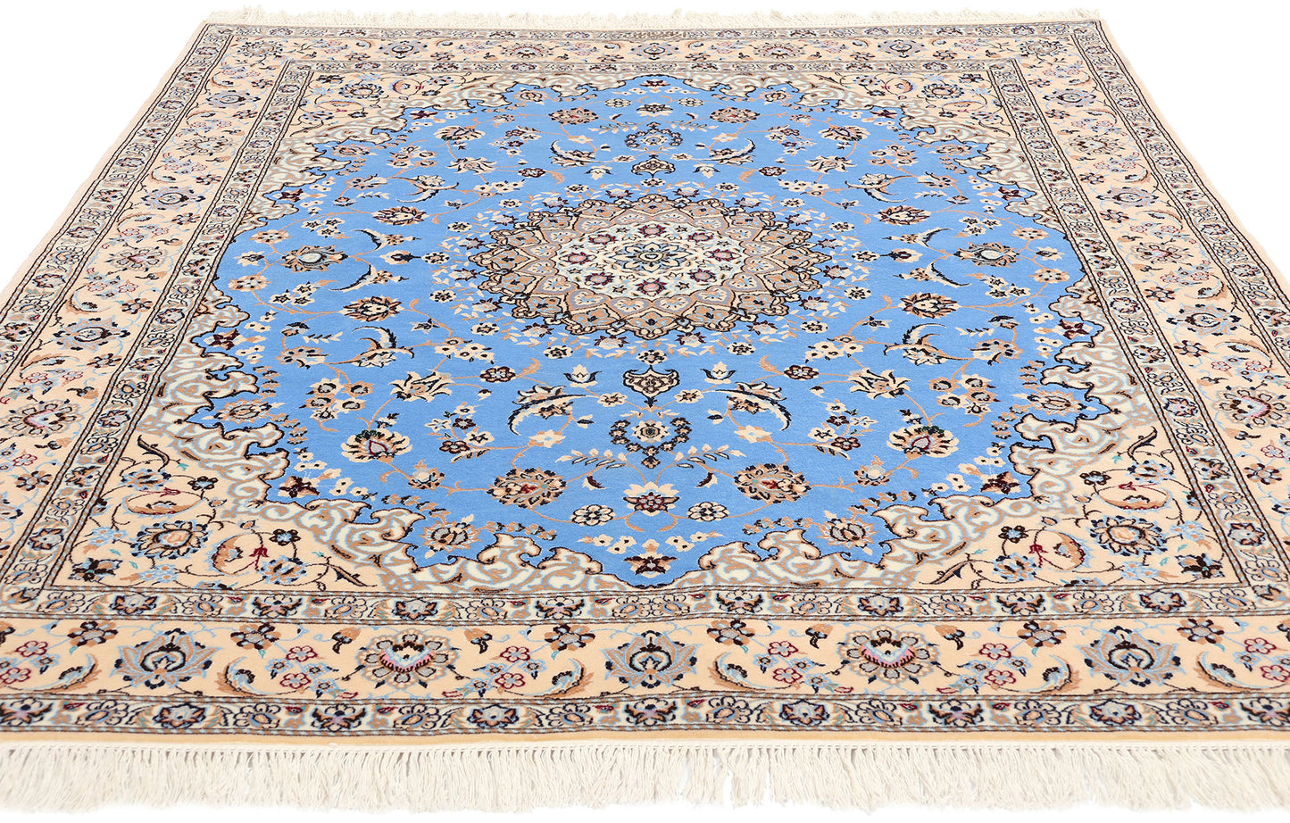 5 x 7 Signed Habibian Blue Persian Nain Rug 78774