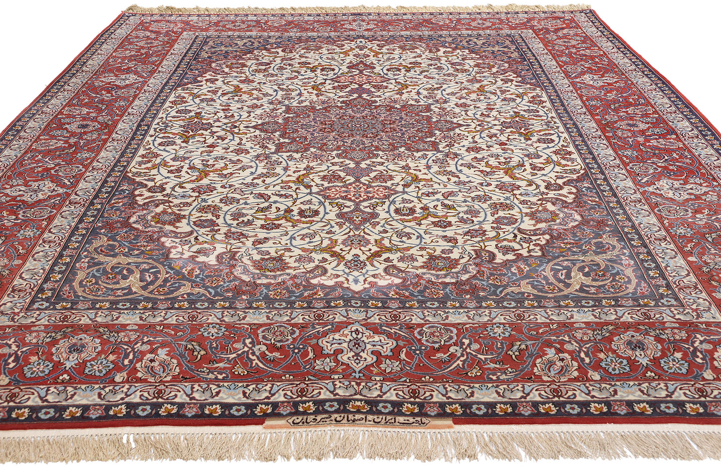 7 x 10 Vintage Ivory Persian Isfahan Rug 78780