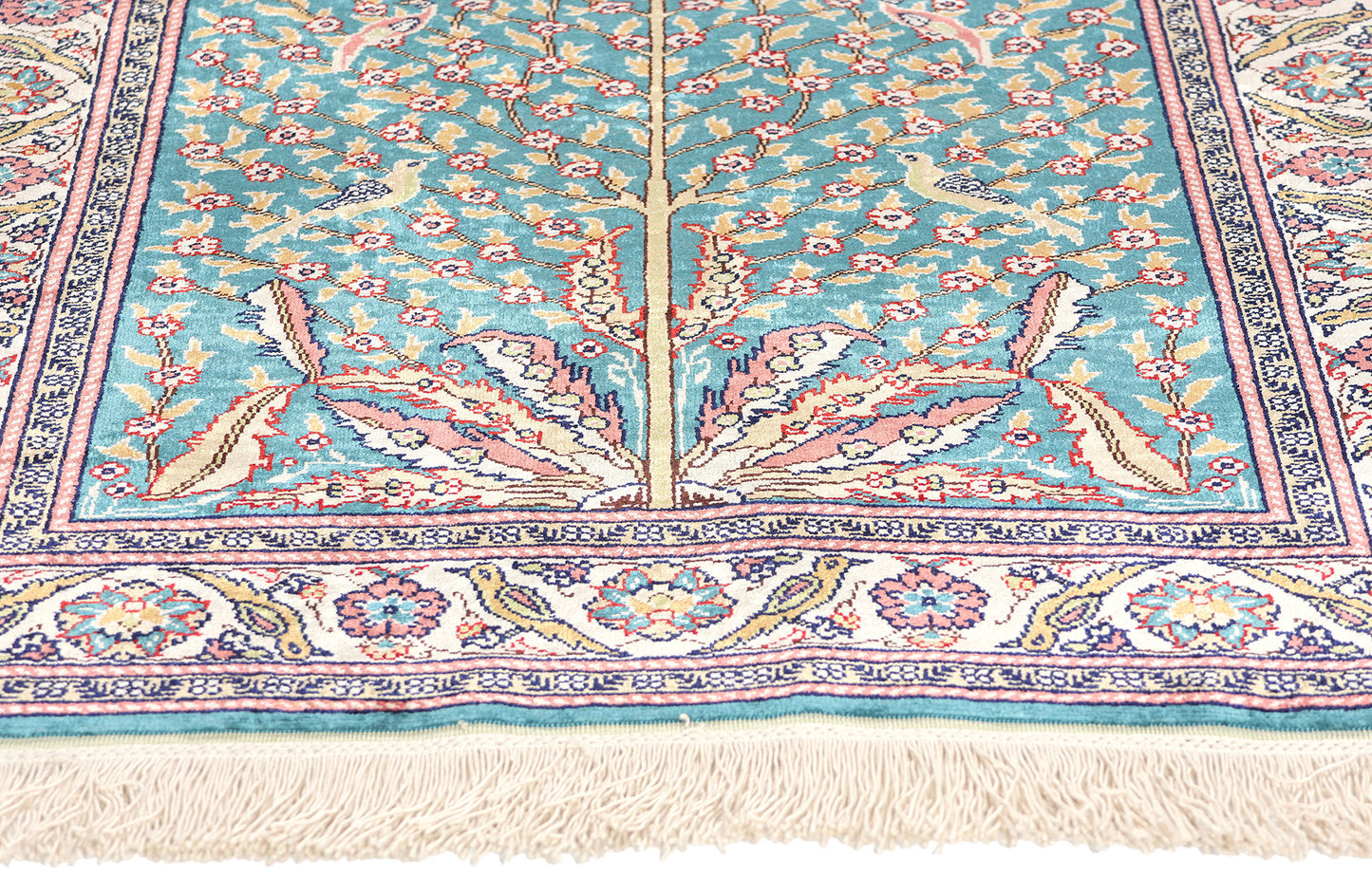 3 x 4 Vintage Turkish Silk Kayseri Tree of Life Prayer Rug 78777