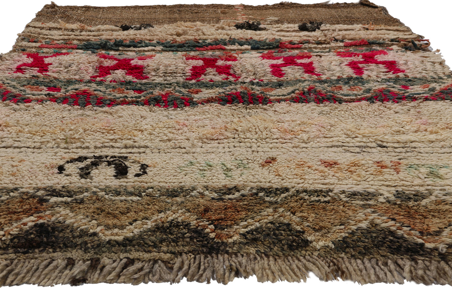3 x 4 Vintage Brown Boujad Moroccan Rug 21833