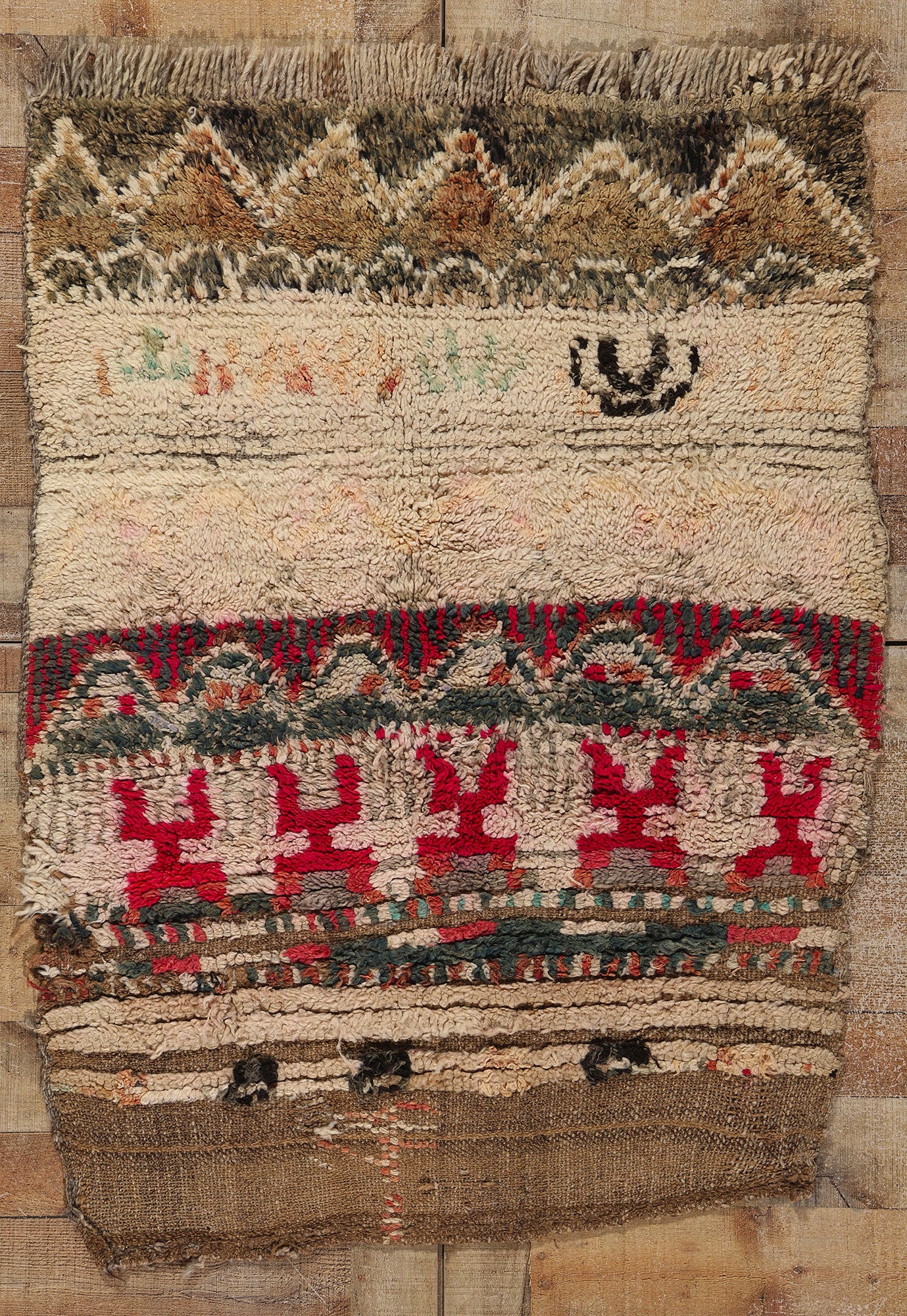 3 x 4 Vintage Brown Boujad Moroccan Rug 21833