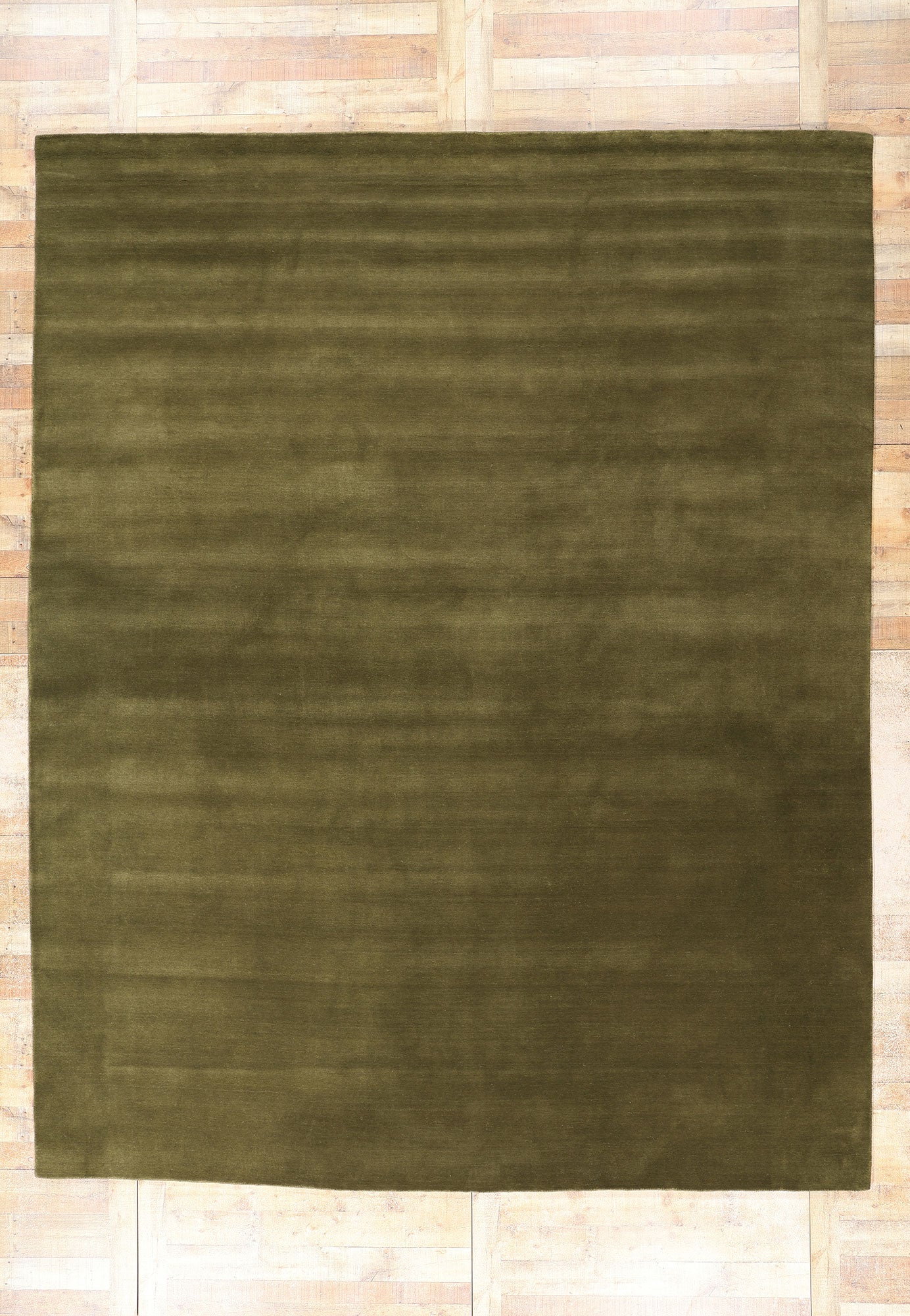 10 x 13 Solid Olive Green Modern Rug 31153