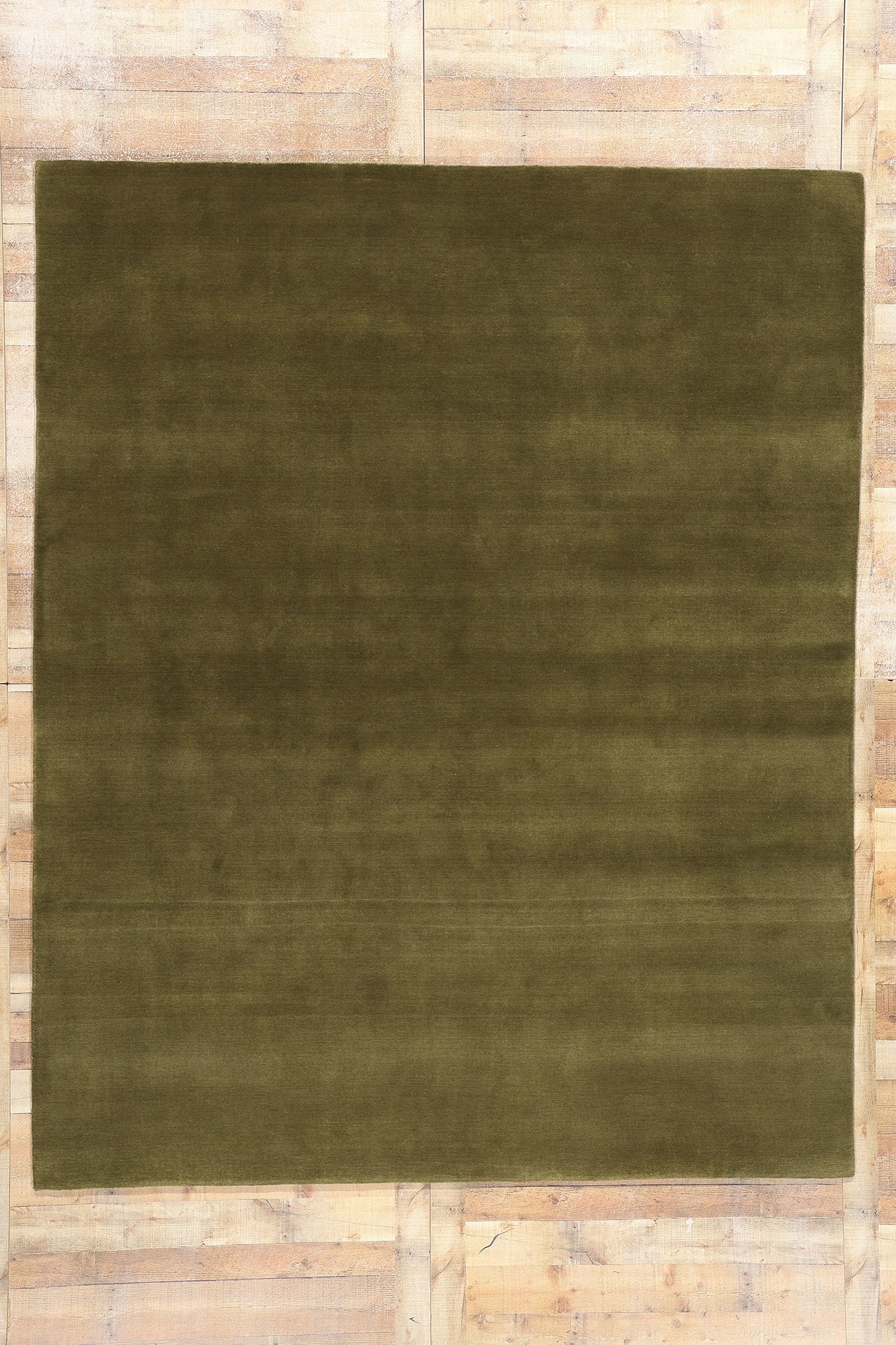 8 x 10 Solid Olive Green Modern Rug 31154