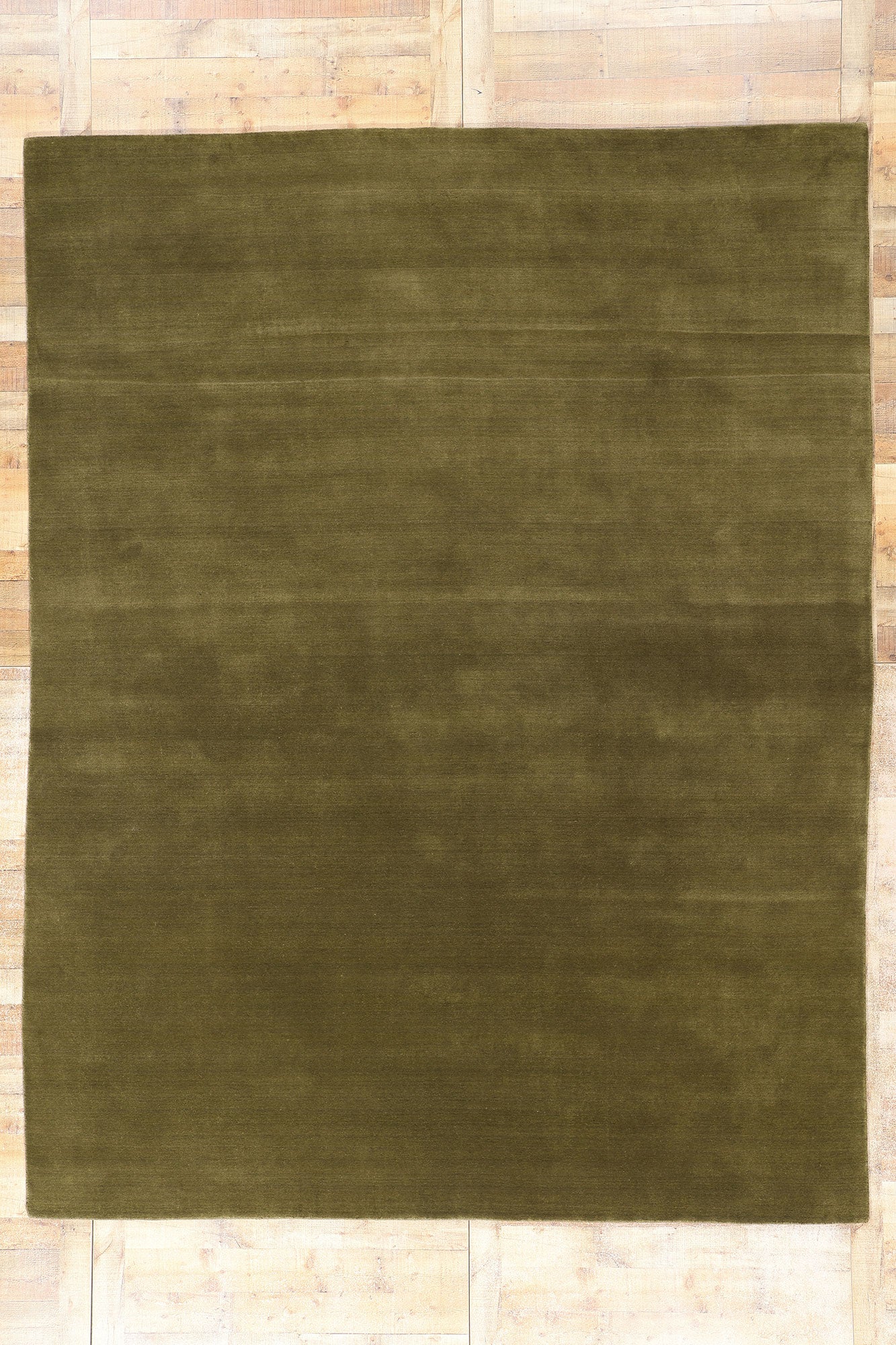 9 x 12 Solid Olive Green Modern Rug 31161