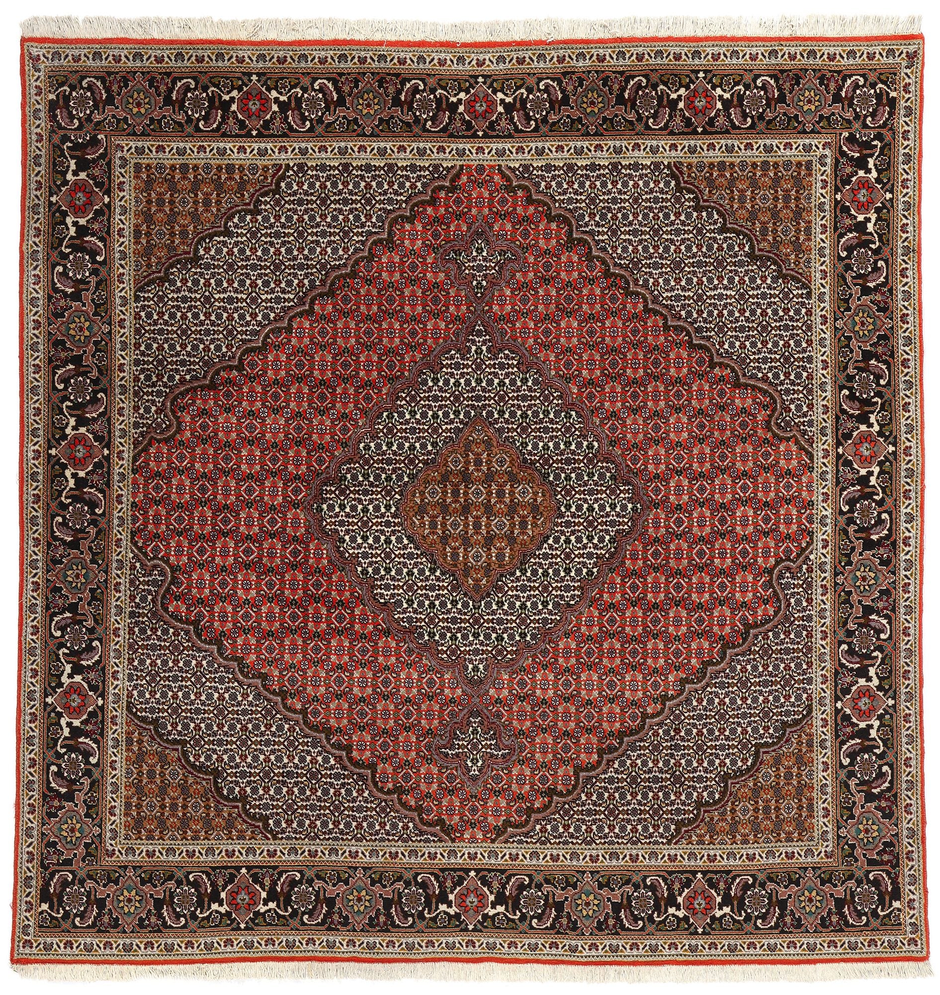 7 x 7 Square Vintage Persian Mahi Tabriz Rug 78781