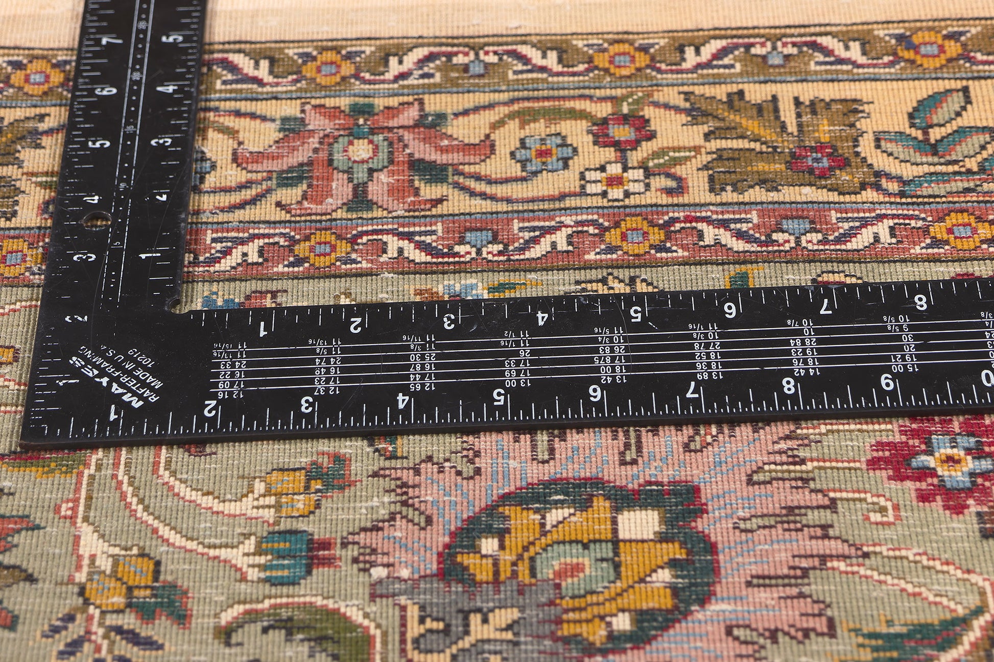 10 x 10 Vintage Ivory Persian Tabriz Rug 78676