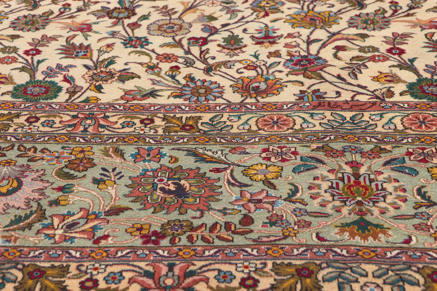 10 x 10 Vintage Ivory Persian Tabriz Rug 78676