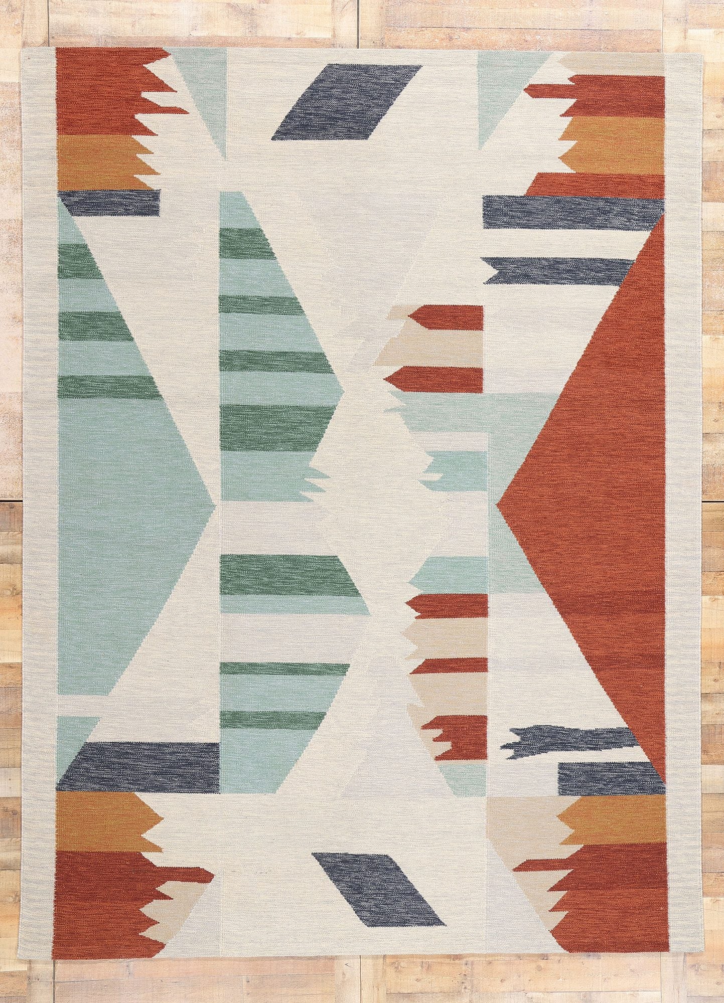 9 x 12 Contemporary Scandinavian Swedish Inspired Kilim Rug 31334