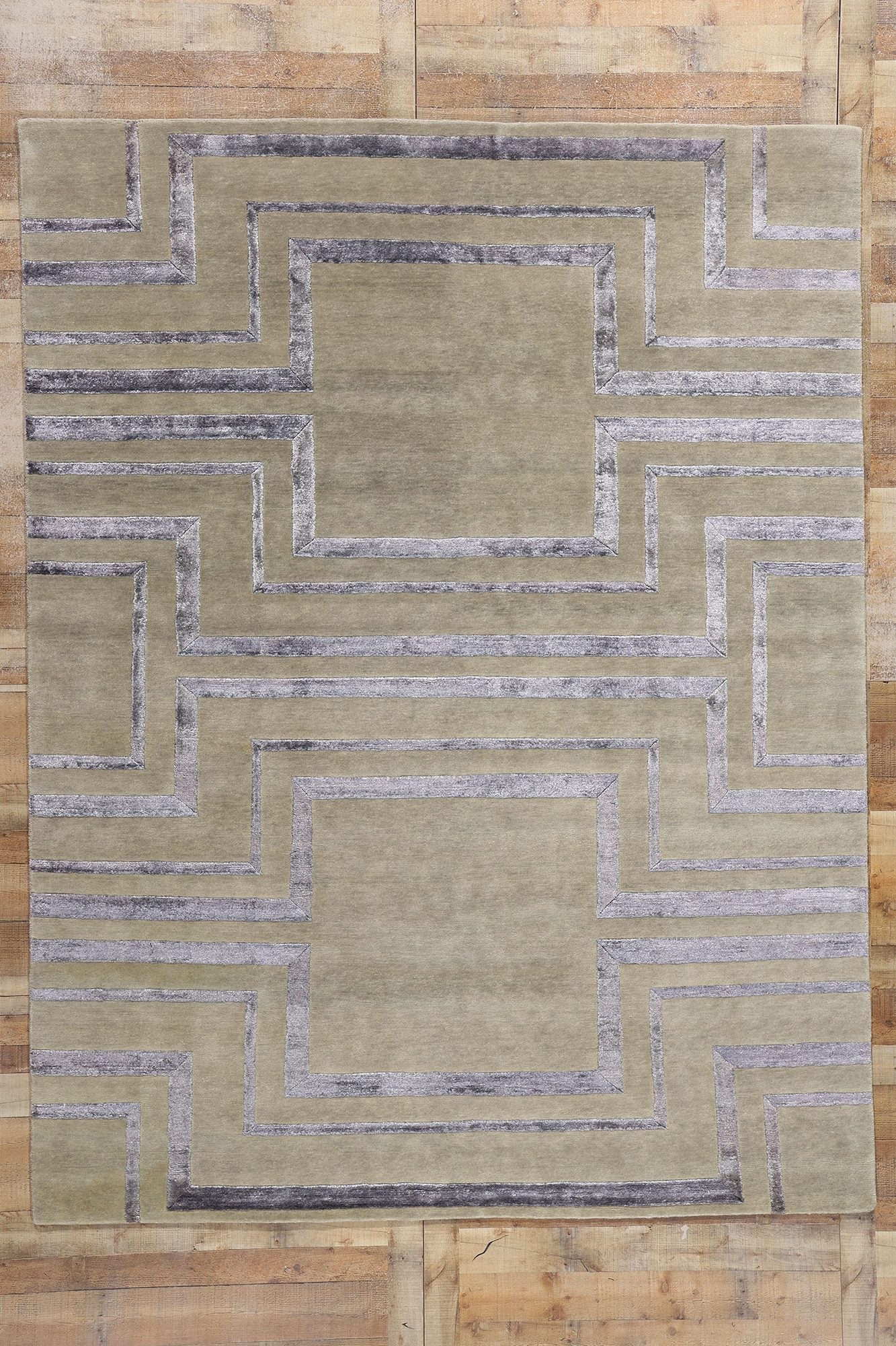 8 x 10 Transitional High-Low Wool and Silk Rug 31021