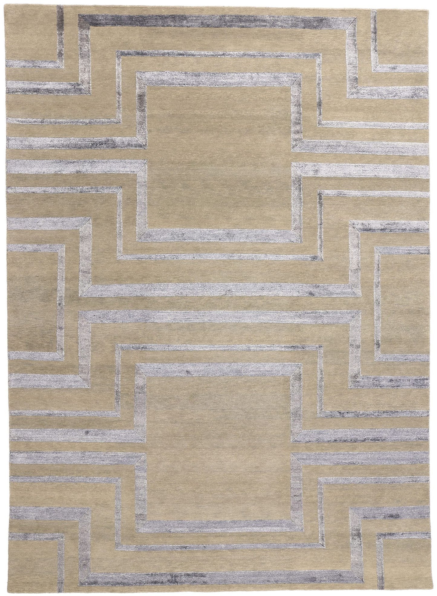9 x 12 Contemporary Art Deco High-Low Wool and Silk Rug 31008