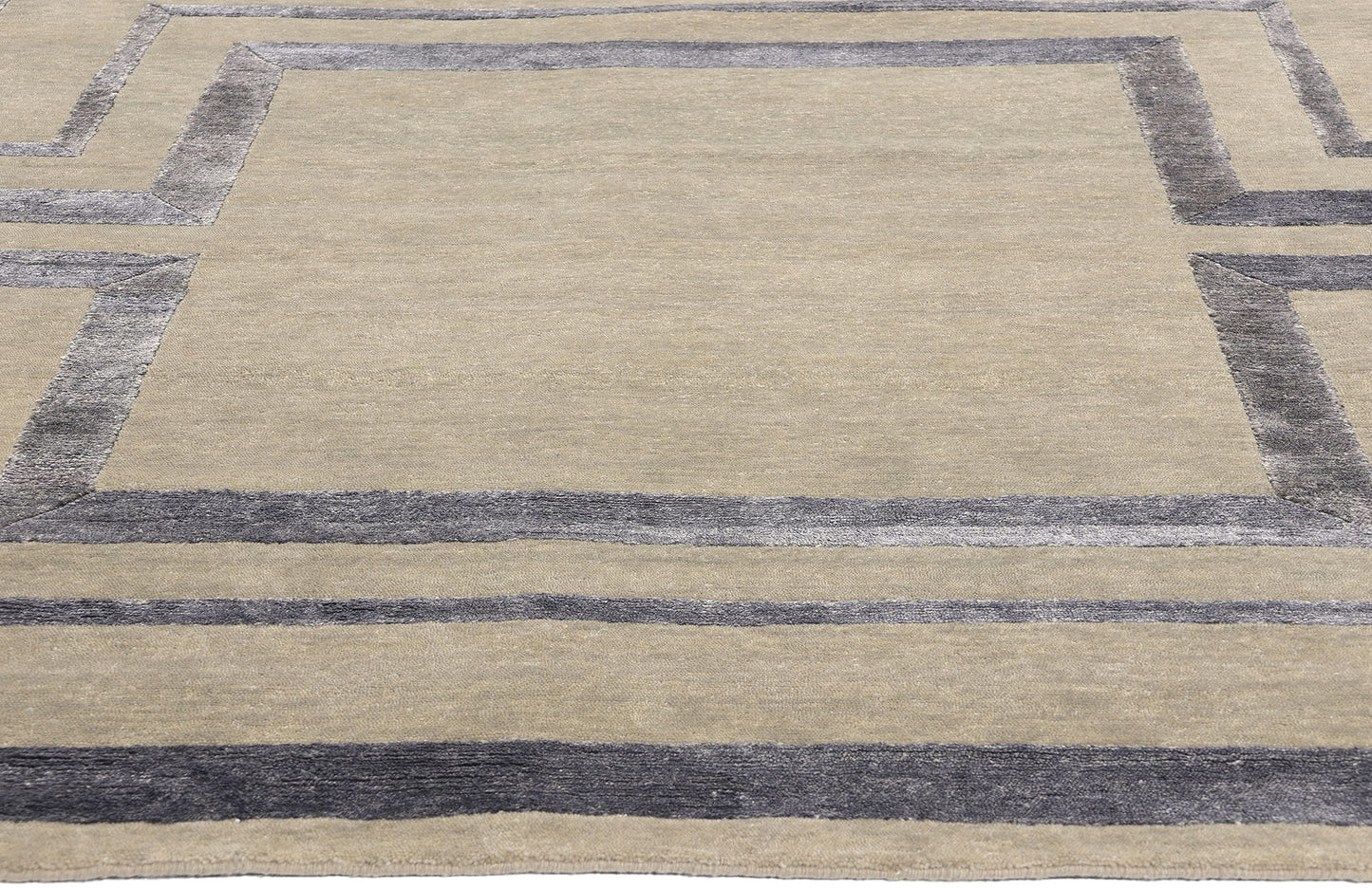 9 x 12 Contemporary Art Deco High-Low Wool and Silk Rug 31008