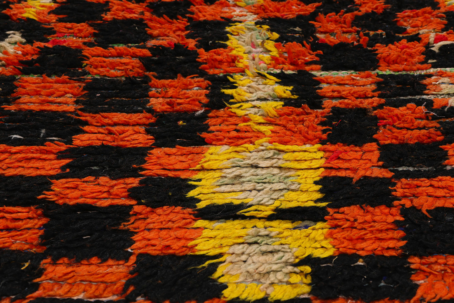 4 x 9 Vintage Checkered Moroccan Azilal Rag Rug 21760