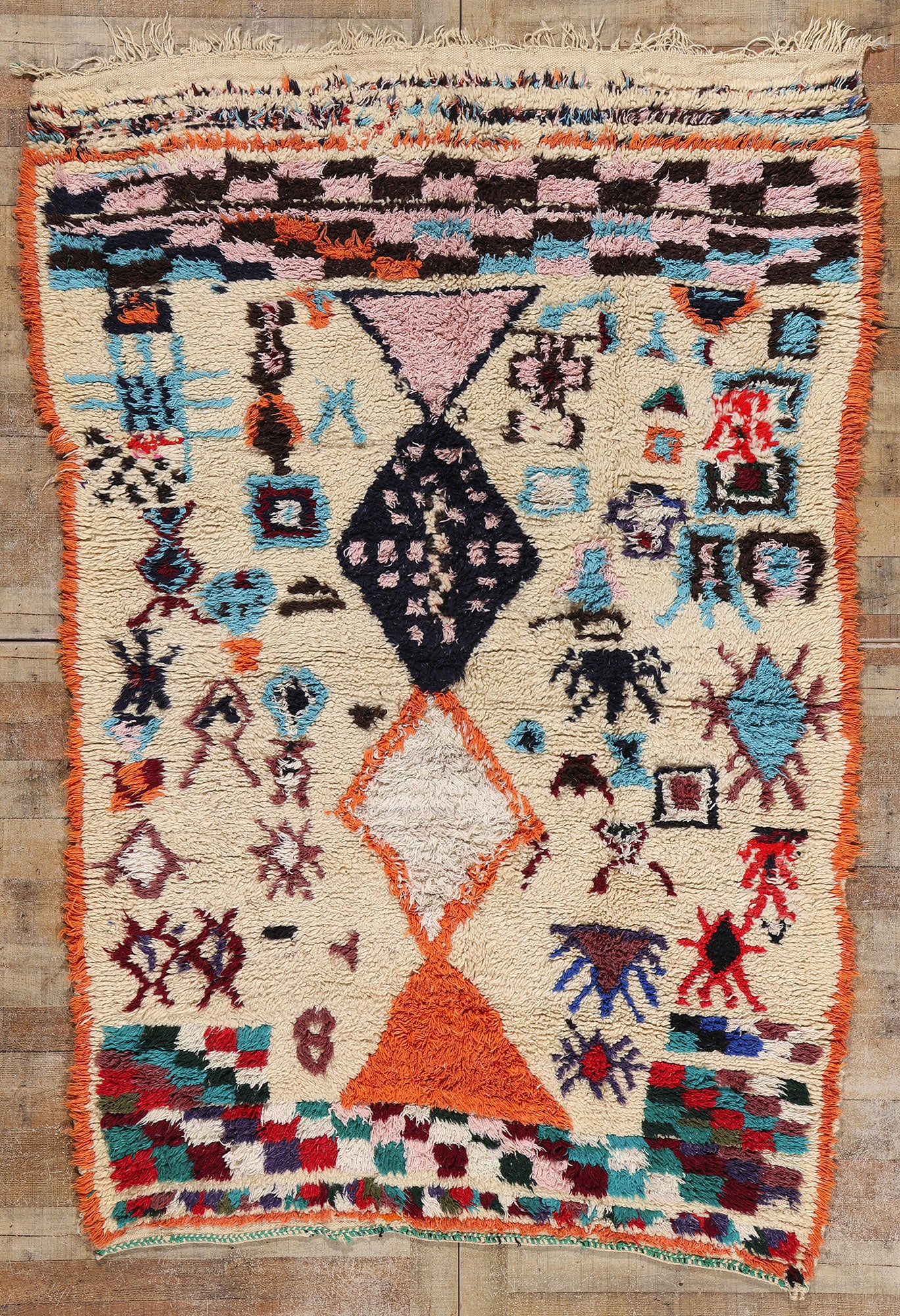 6 x 9 Colorful Vintage Moroccan Azilal Rug 21782